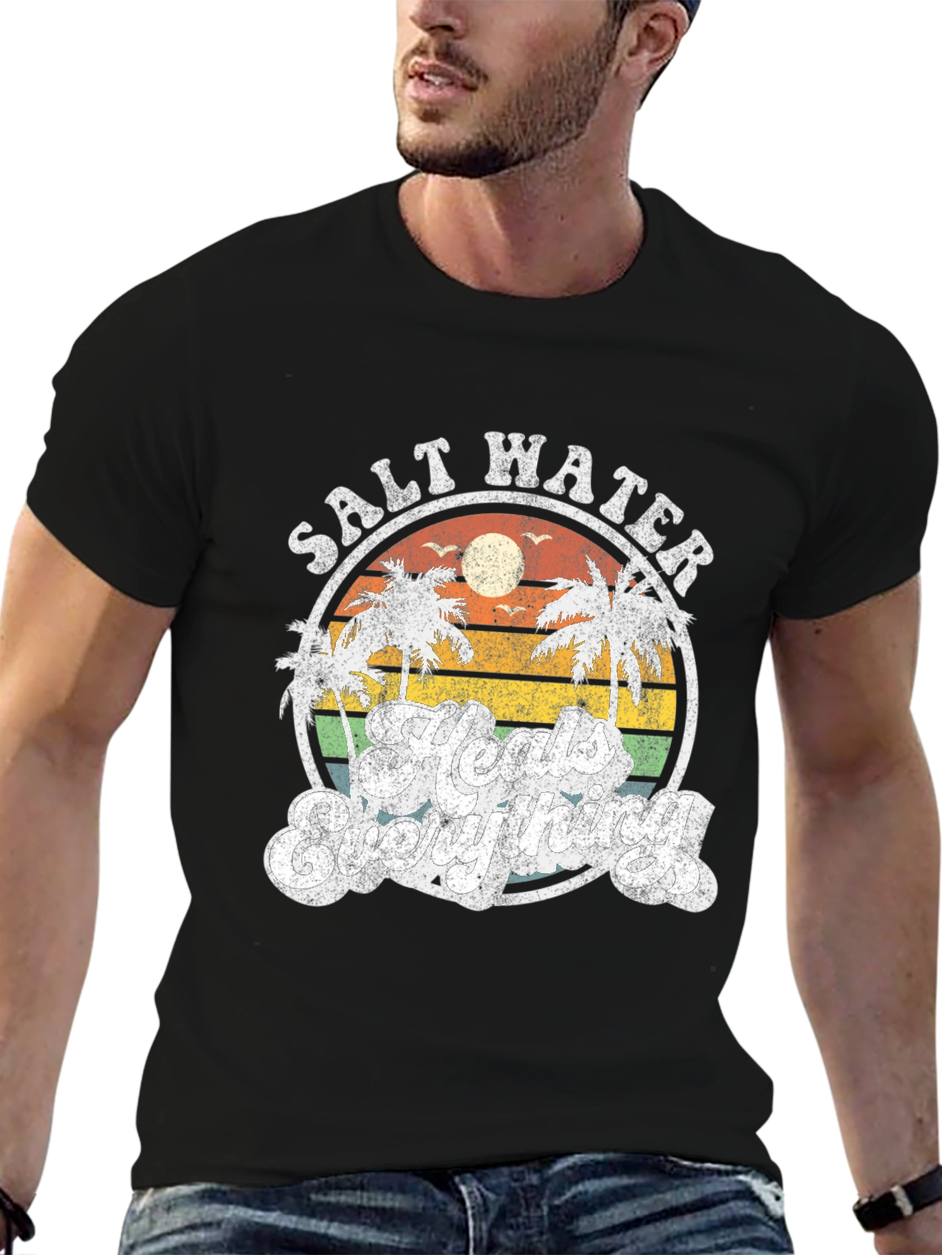 Salt Water Heals Everything Black T-Shirt