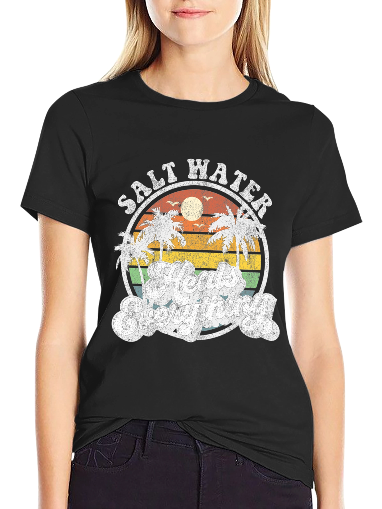 Salt Water Heals Everything Black T-Shirt