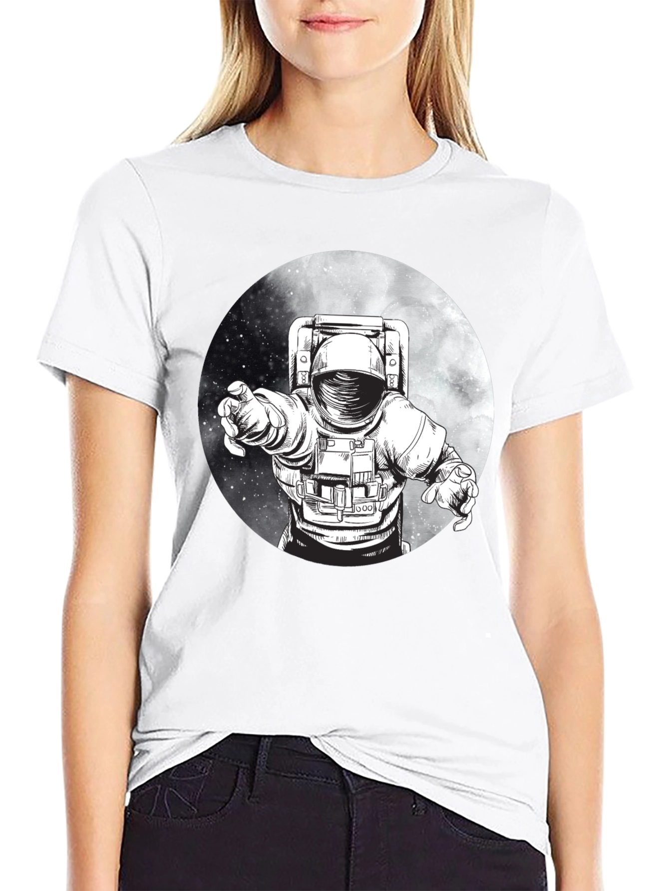 Astronaut Graphic Tee - Black Cotton Comfort