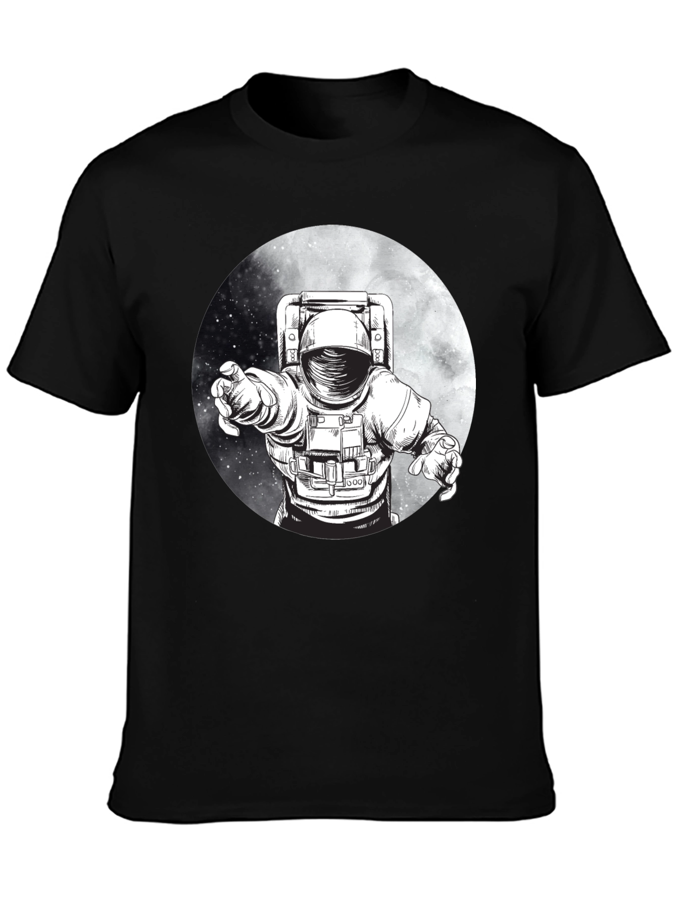 Astronaut Graphic Tee - Black Cotton Comfort