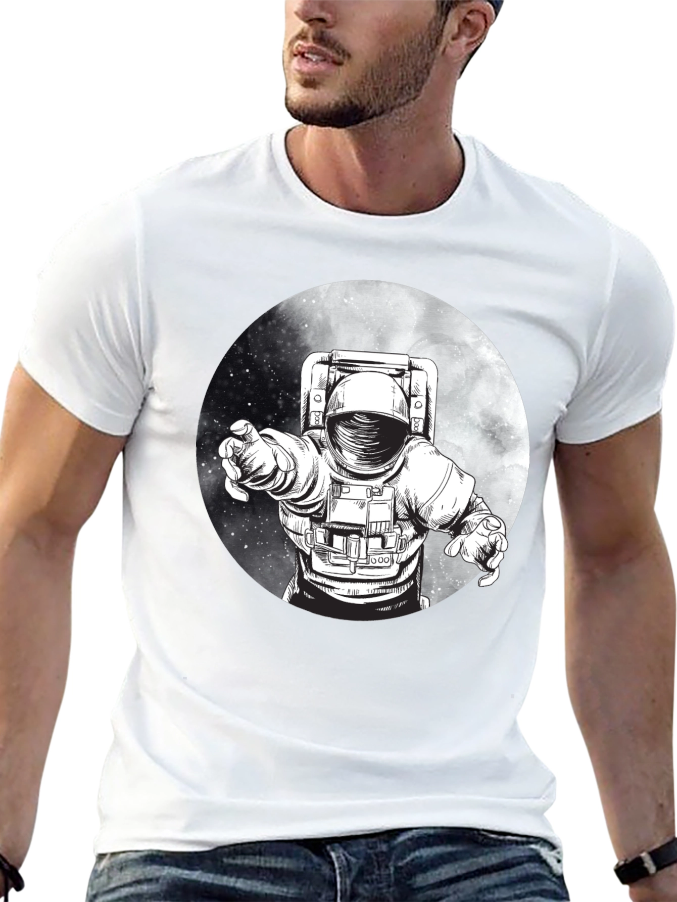 Astronaut Graphic Tee - Black Cotton Comfort