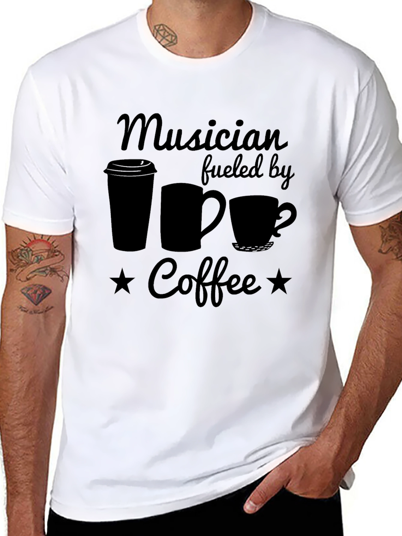 Musician Fueled by Coffee Black T-Shirt