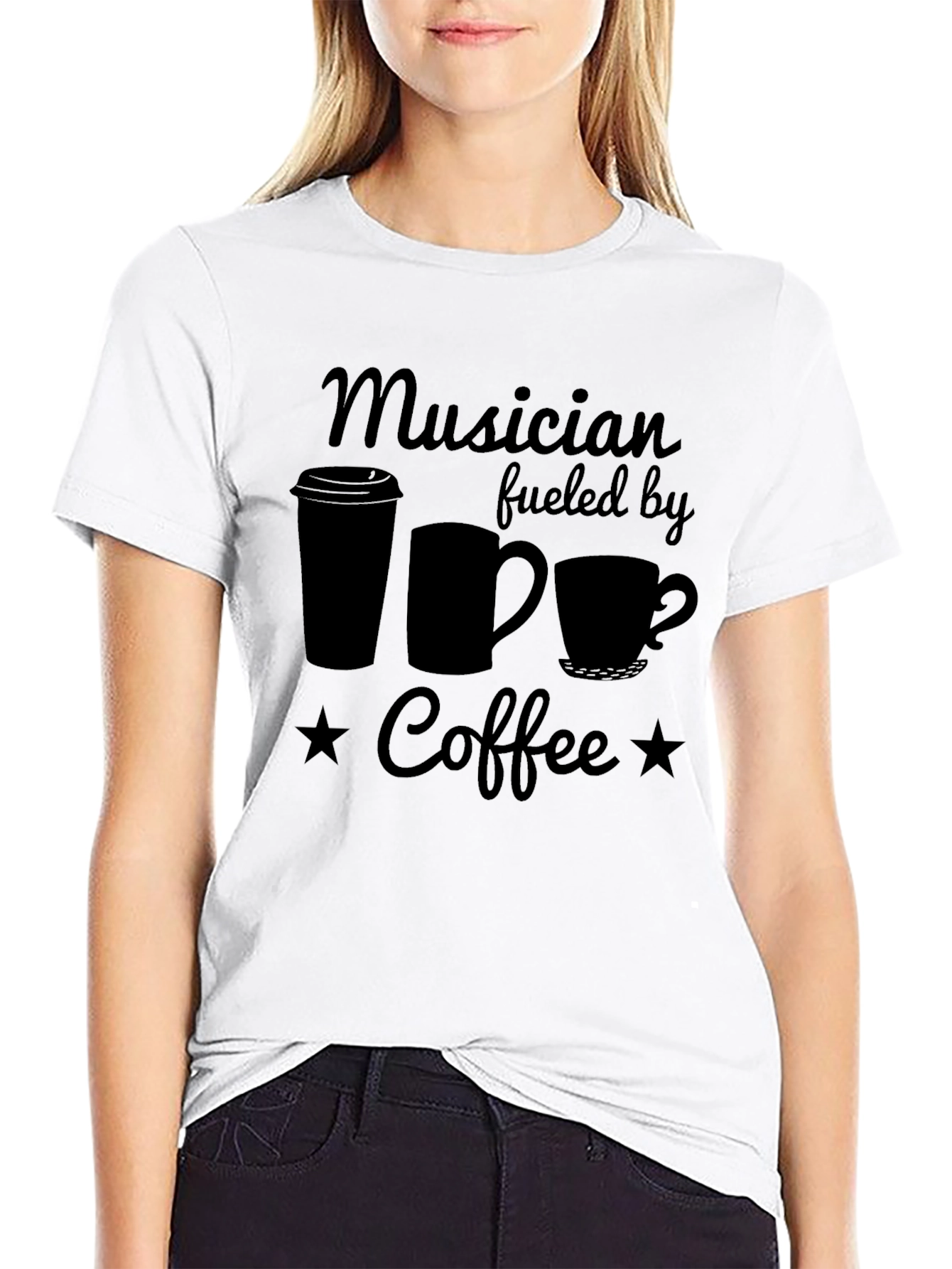 Musician Fueled by Coffee Black T-Shirt