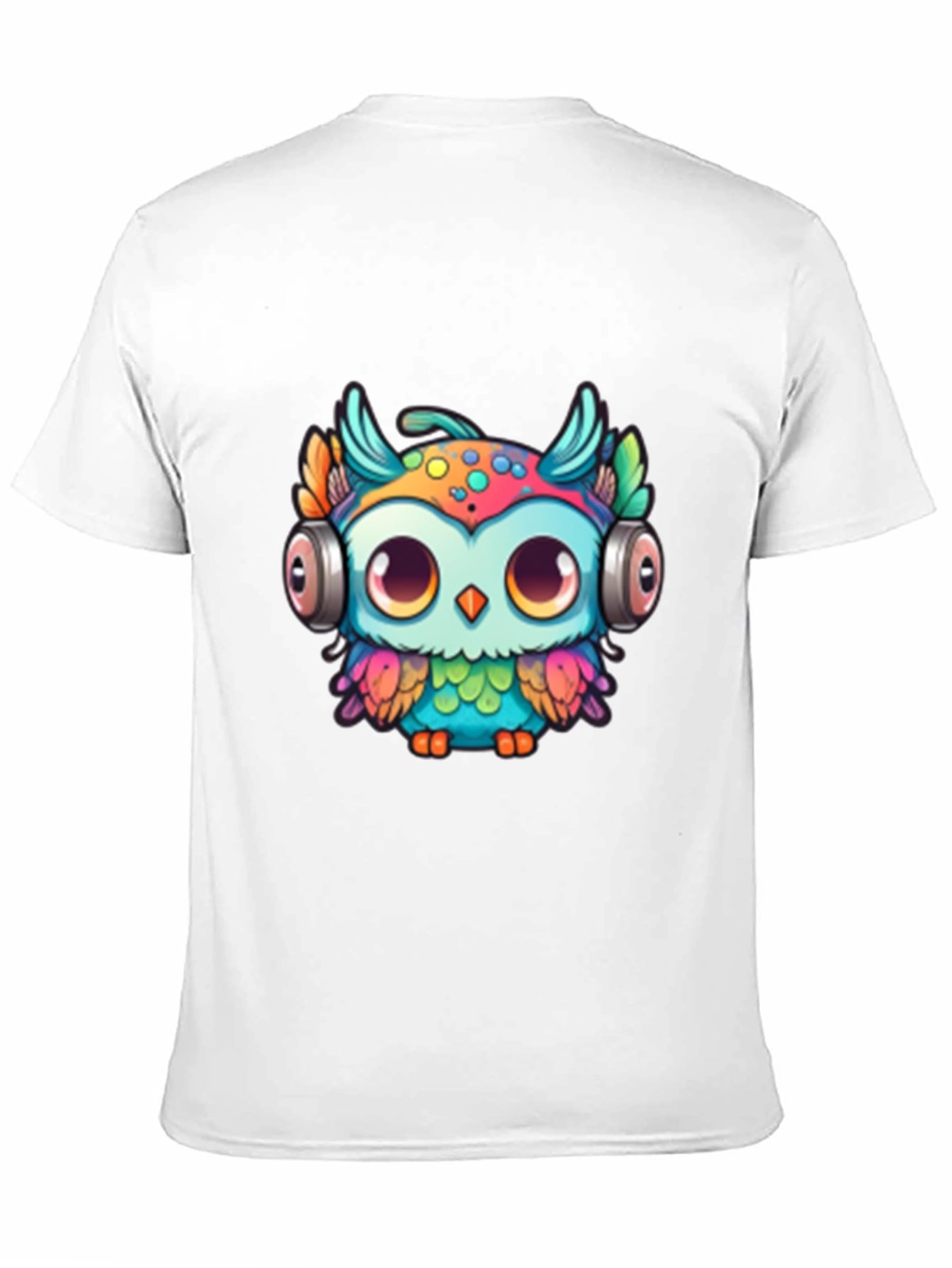 Owl with Headphones Graphic Tee - Black
