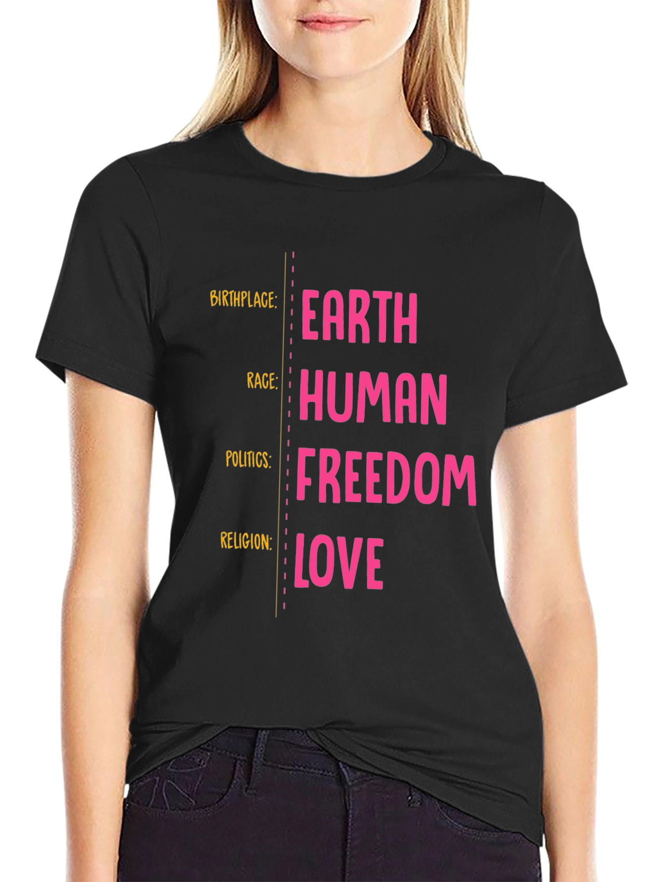 Earth Human Freedom Love Graphic T-Shirt