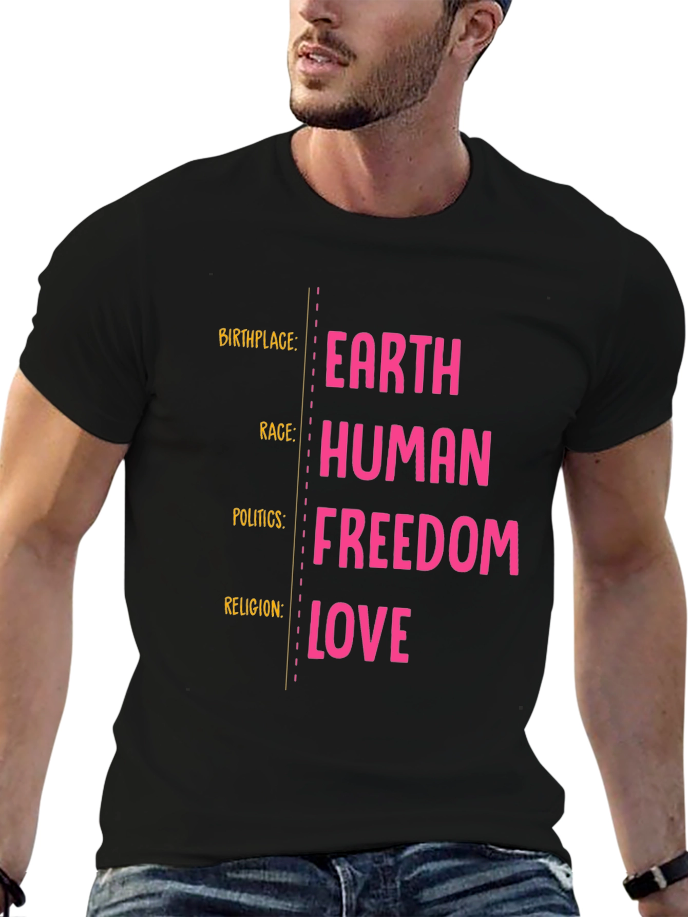 Earth Human Freedom Love Graphic T-Shirt