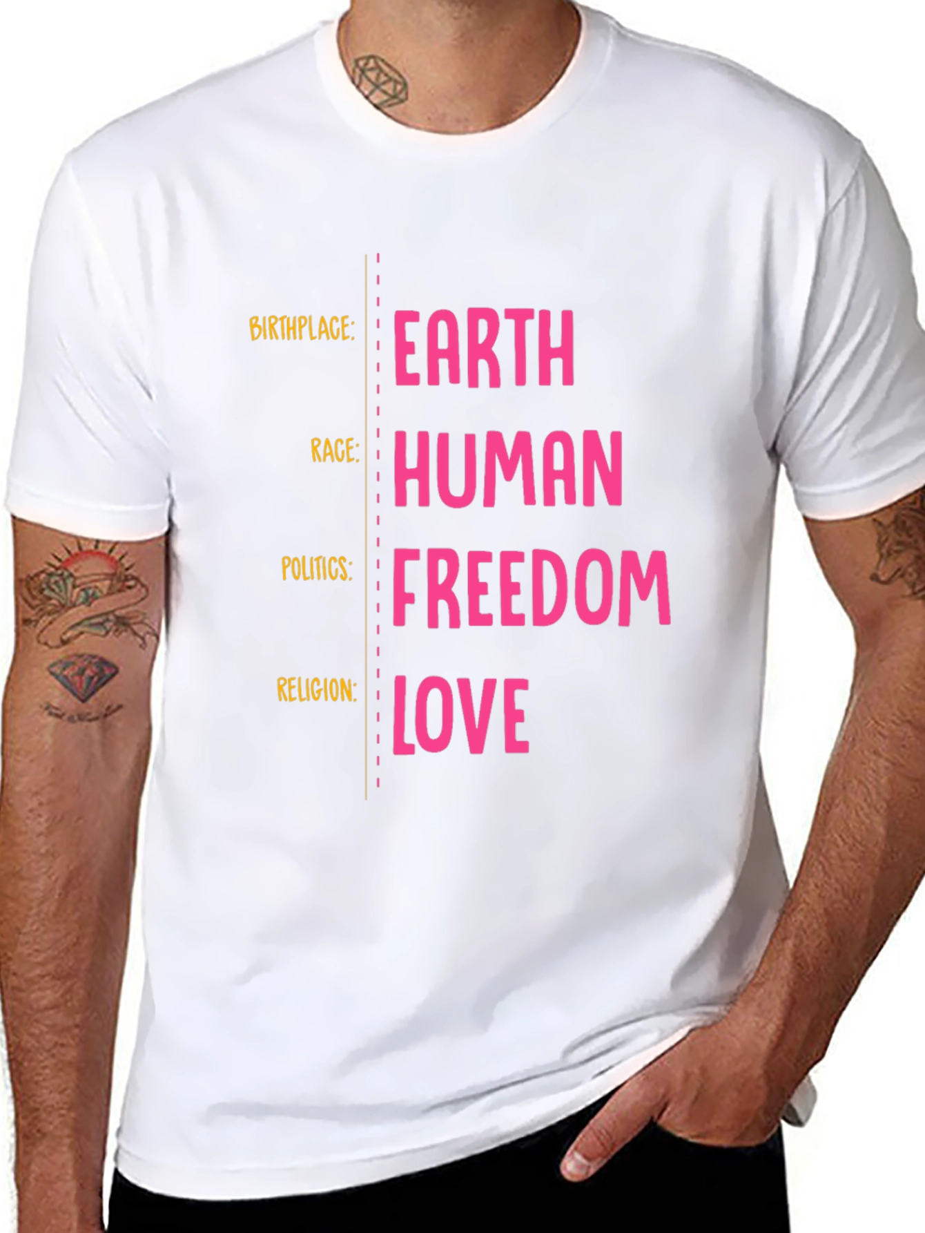 Earth Human Freedom Love Graphic T-Shirt