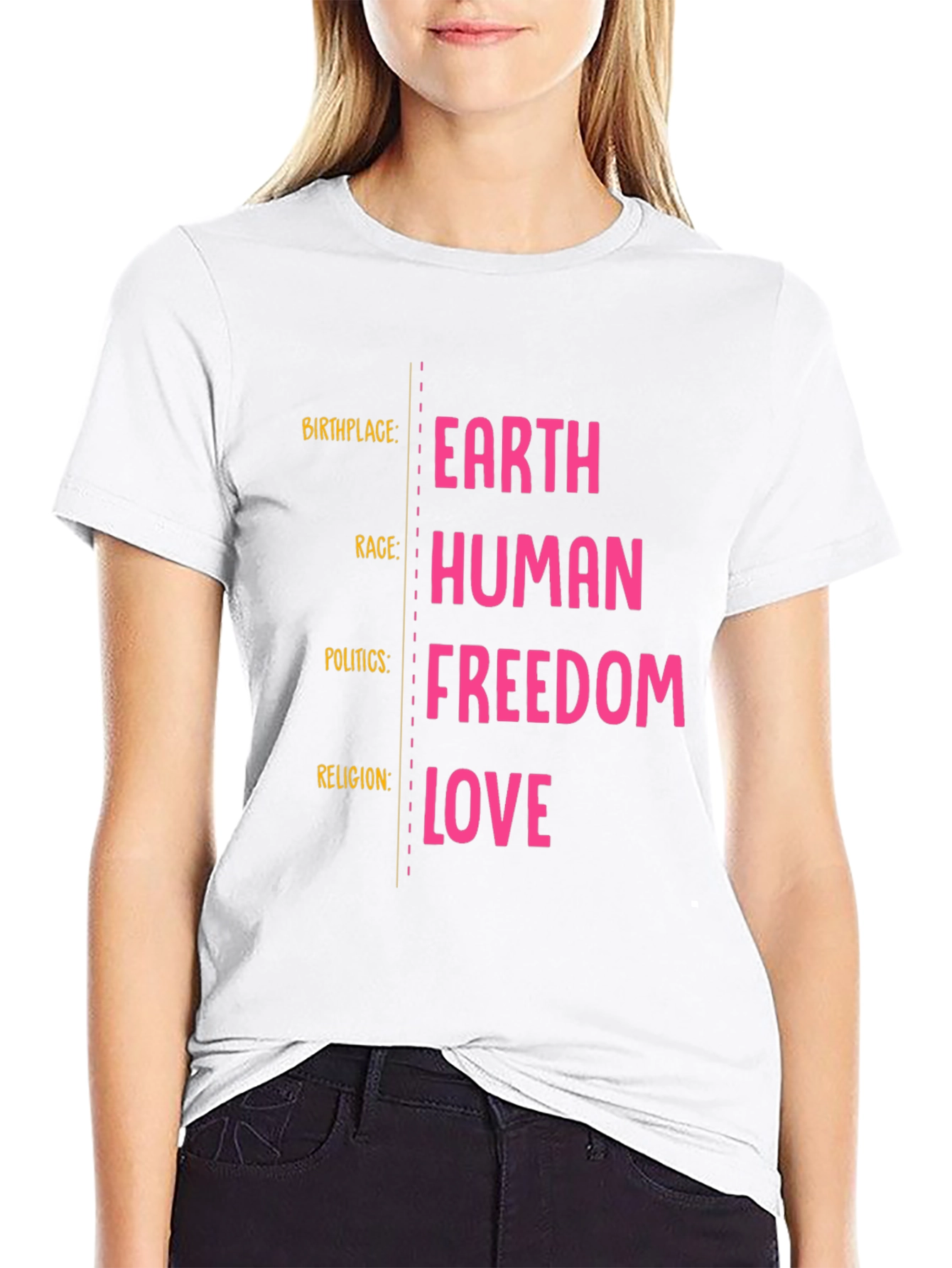 Earth Human Freedom Love Graphic T-Shirt
