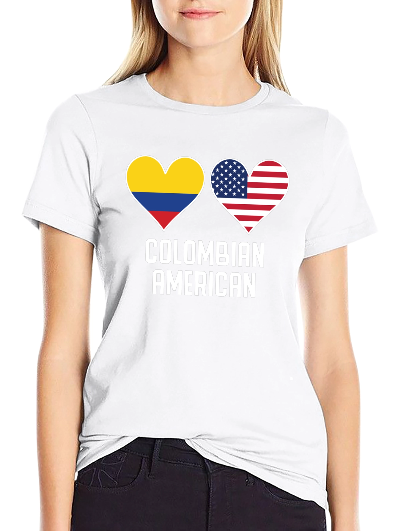 Colombian American Heart Flag Graphic T-Shirt