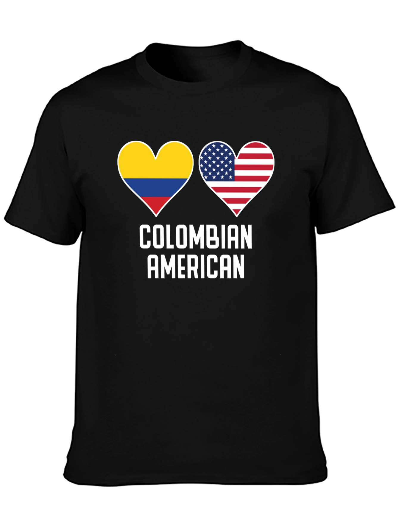 Colombian American Heart Flag Graphic T-Shirt