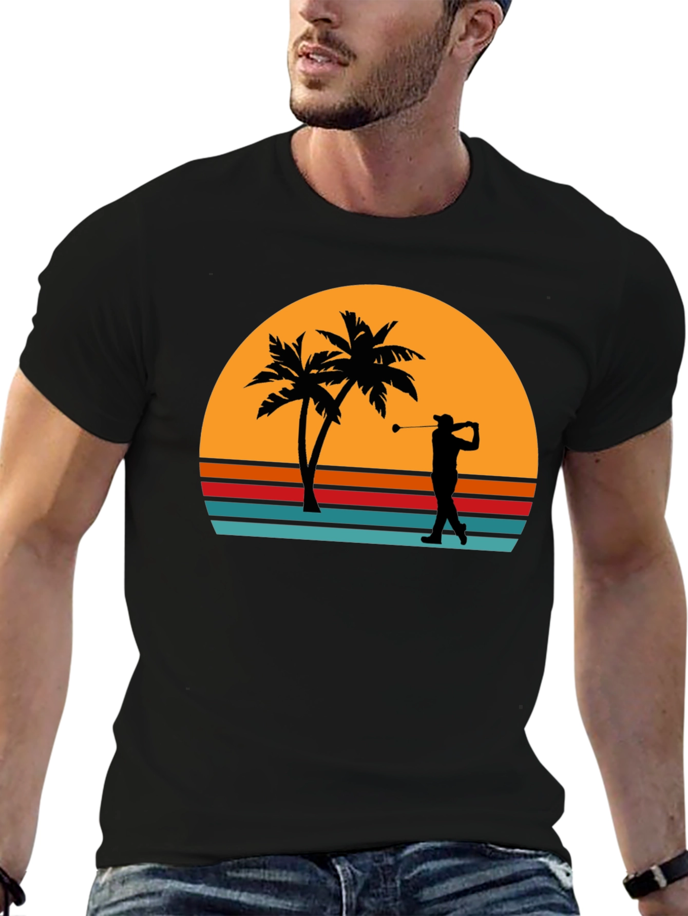 Tropical Sunset Golfer T-Shirt