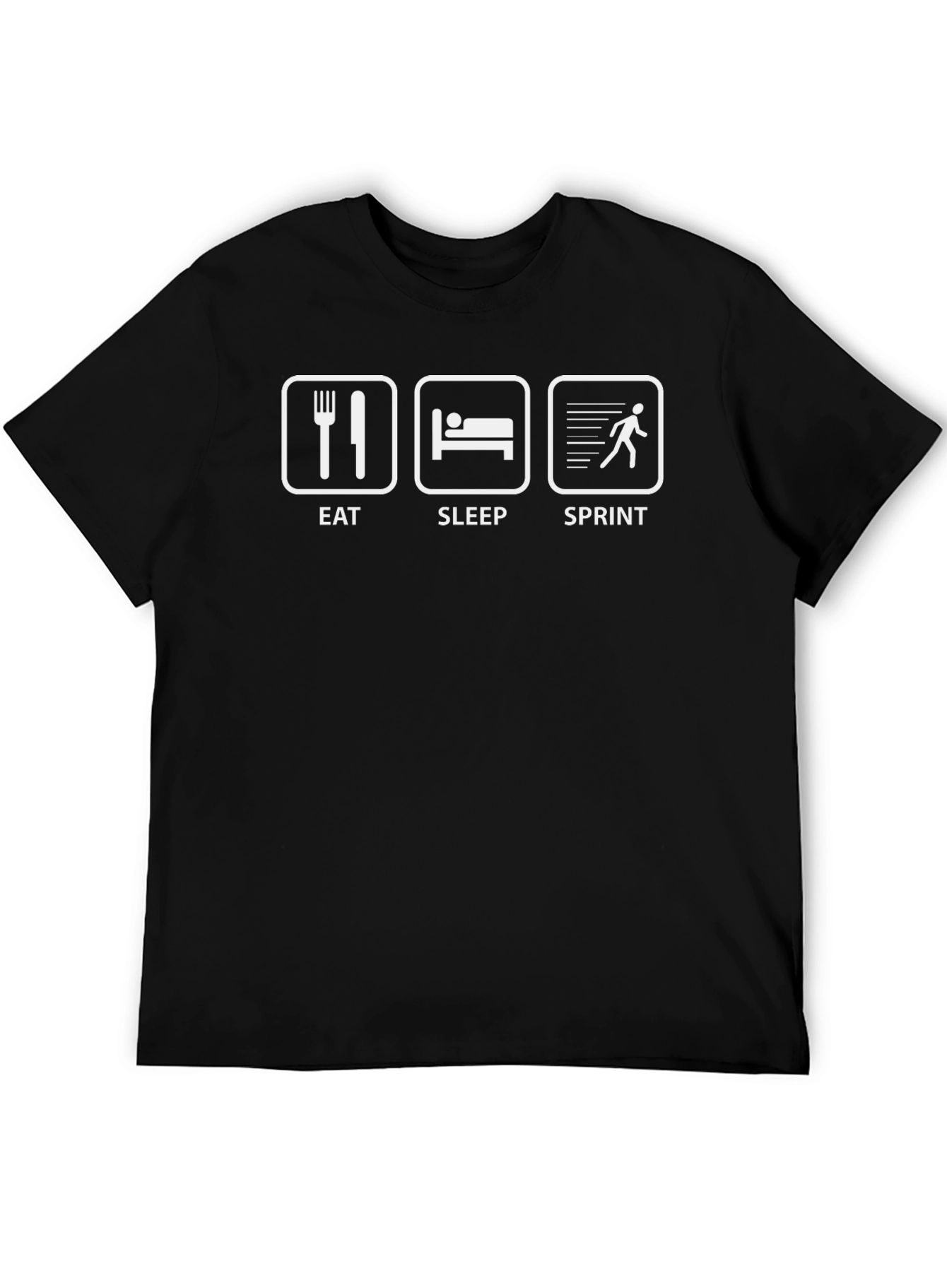 Eat Sleep Sprint Graphic Tee - Black Cotton T-Shirt
