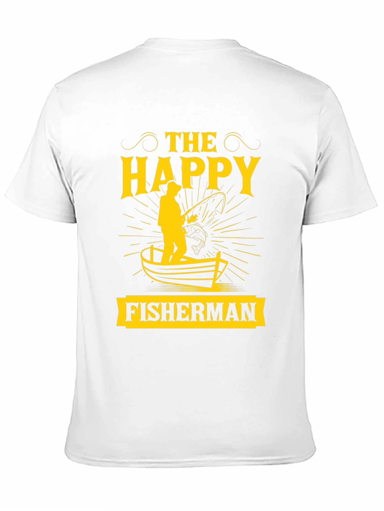 The Happy Fisherman Black Graphic T-Shirt