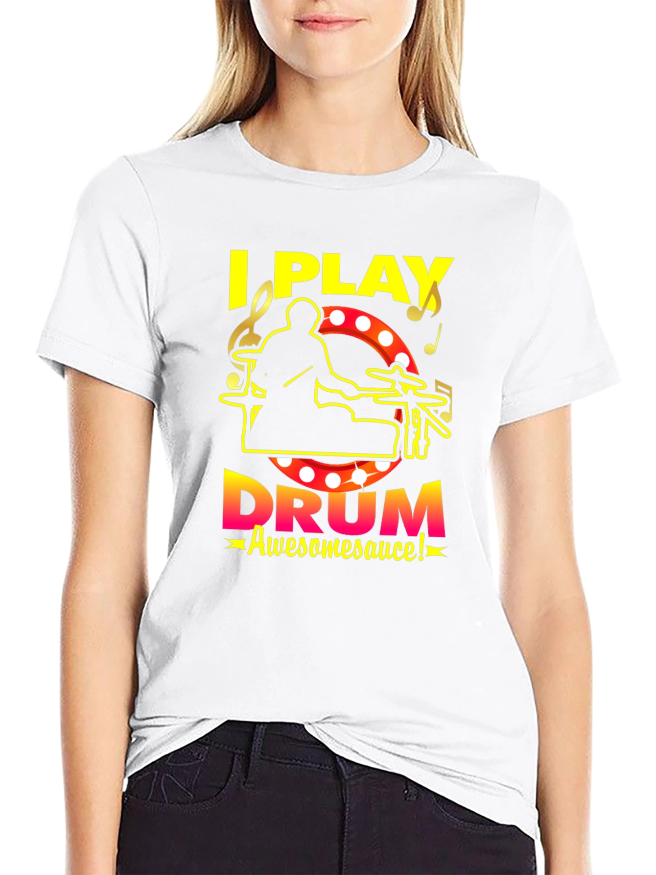 I Play Drum Awesomesauce Black T-Shirt