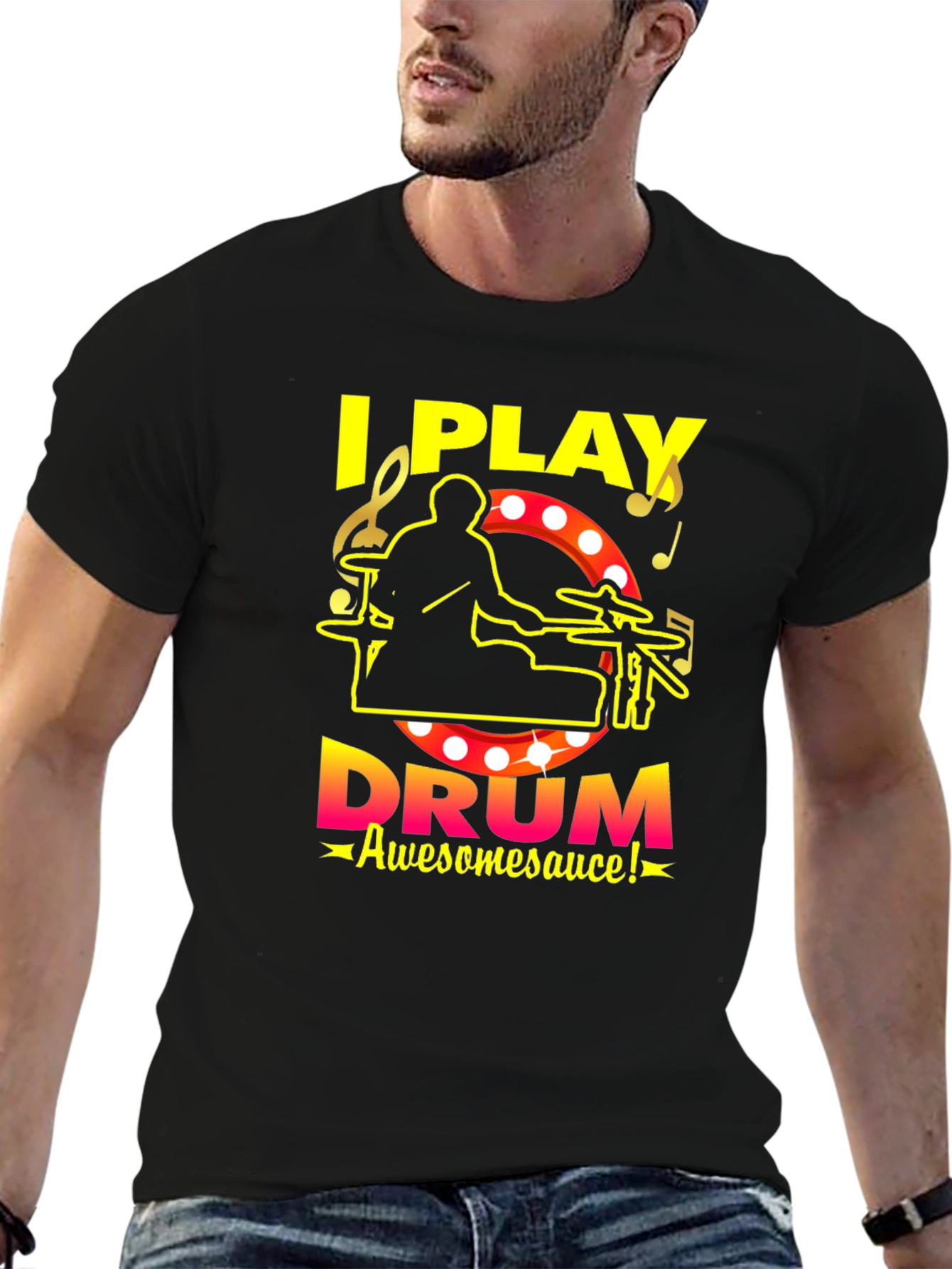 I Play Drum Awesomesauce Black T-Shirt