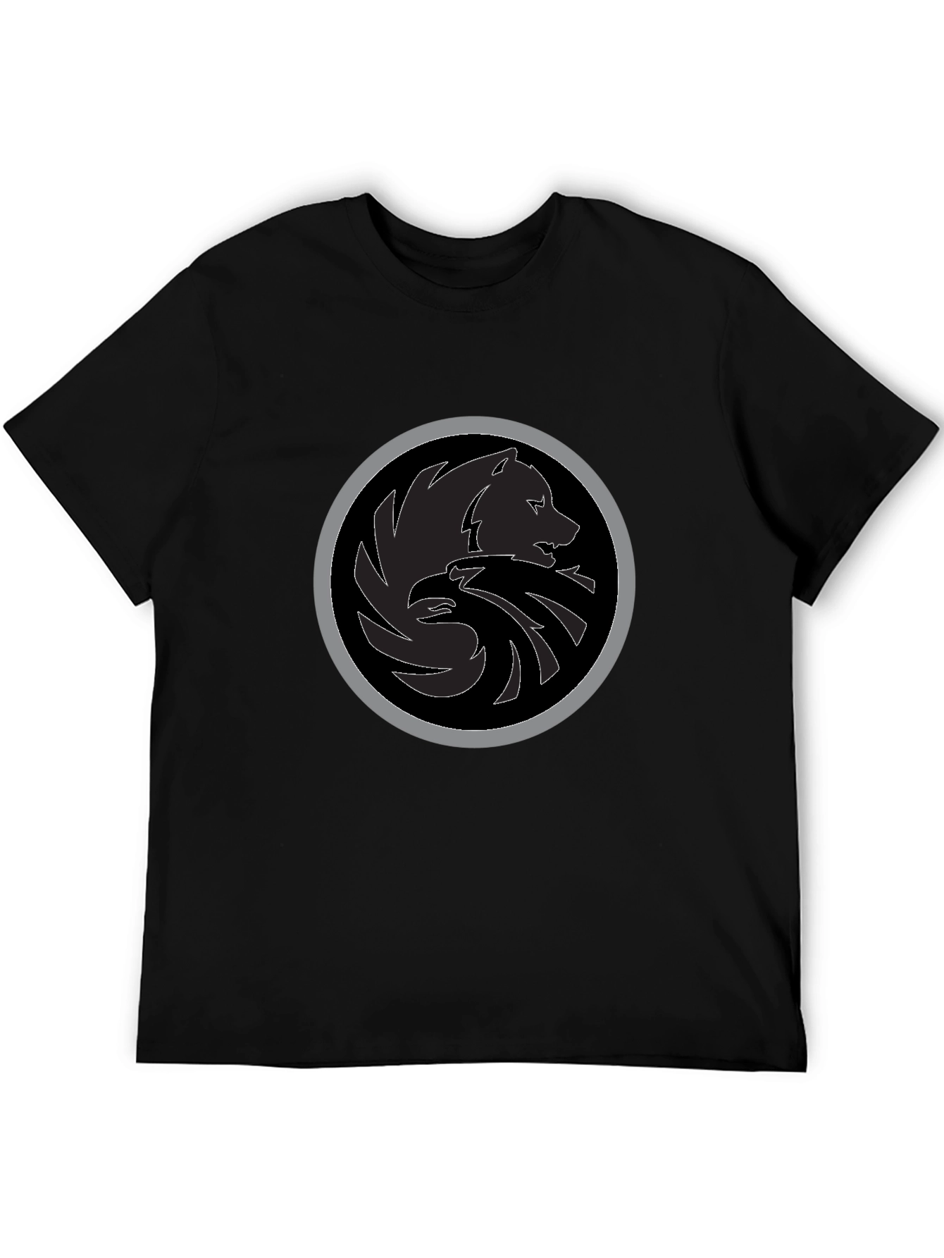 Black T-Shirt with Wolf & Eagle Emblem