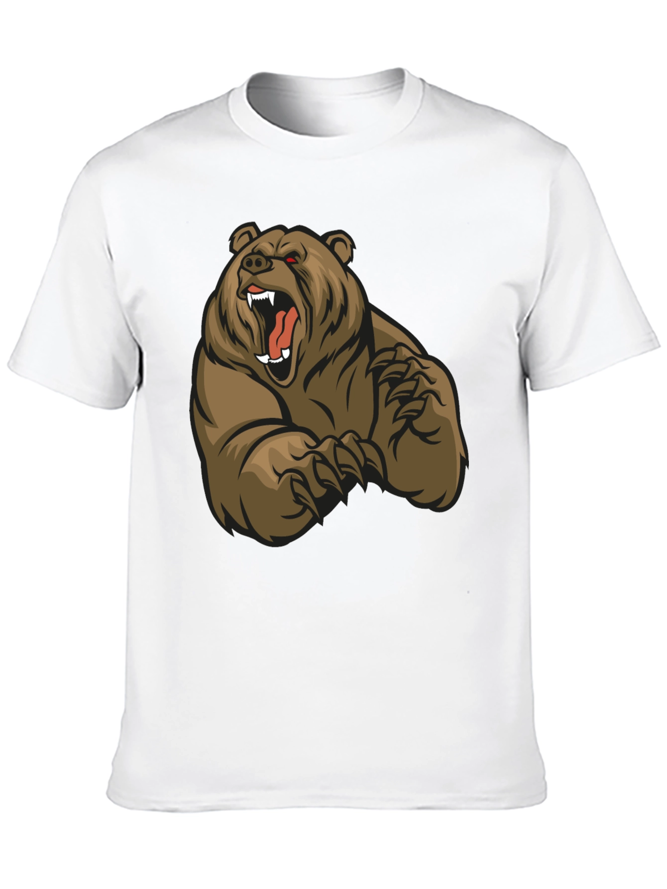 Black T-Shirt with Roaring Bear Graphic