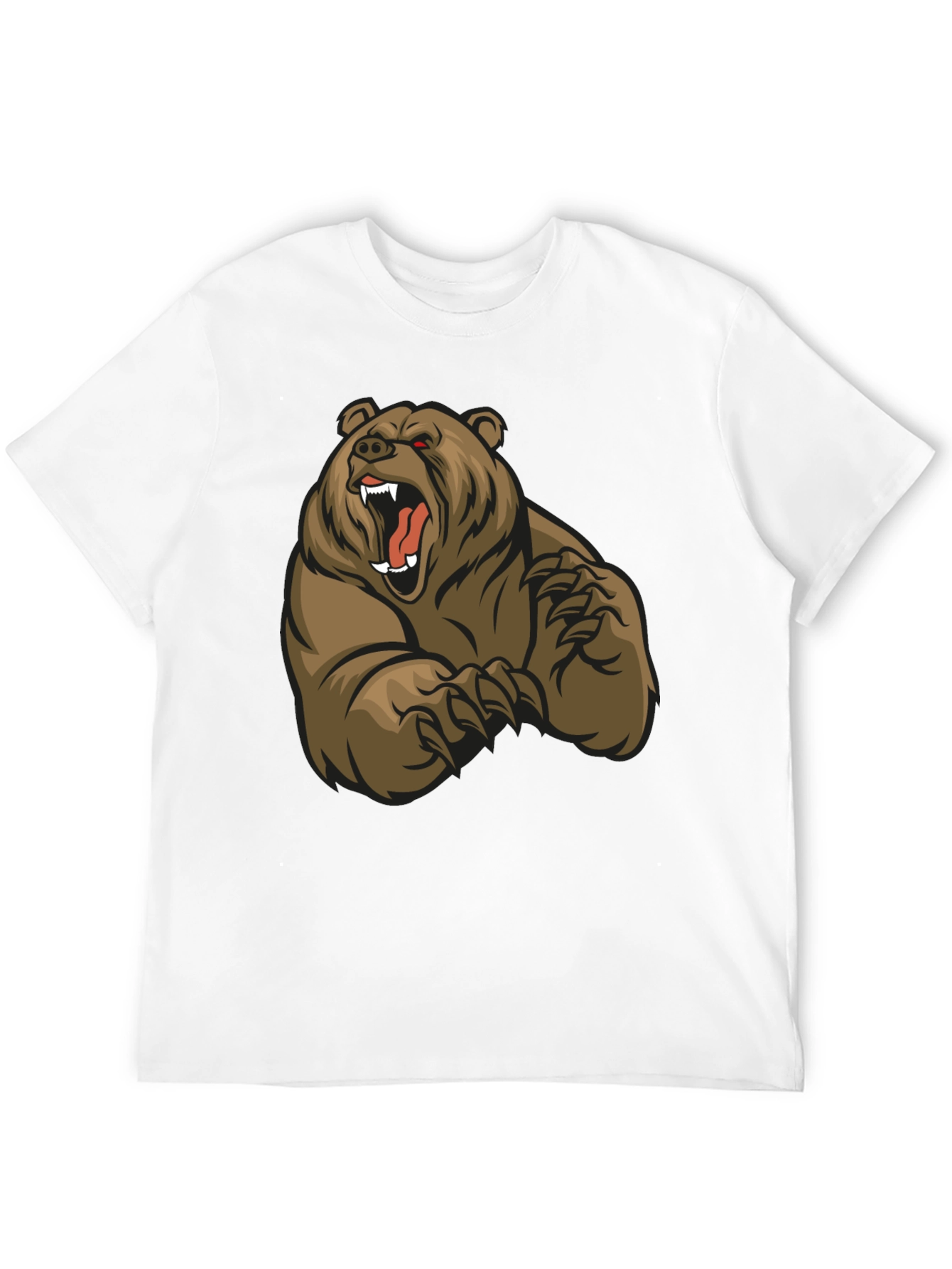 Black T-Shirt with Roaring Bear Graphic