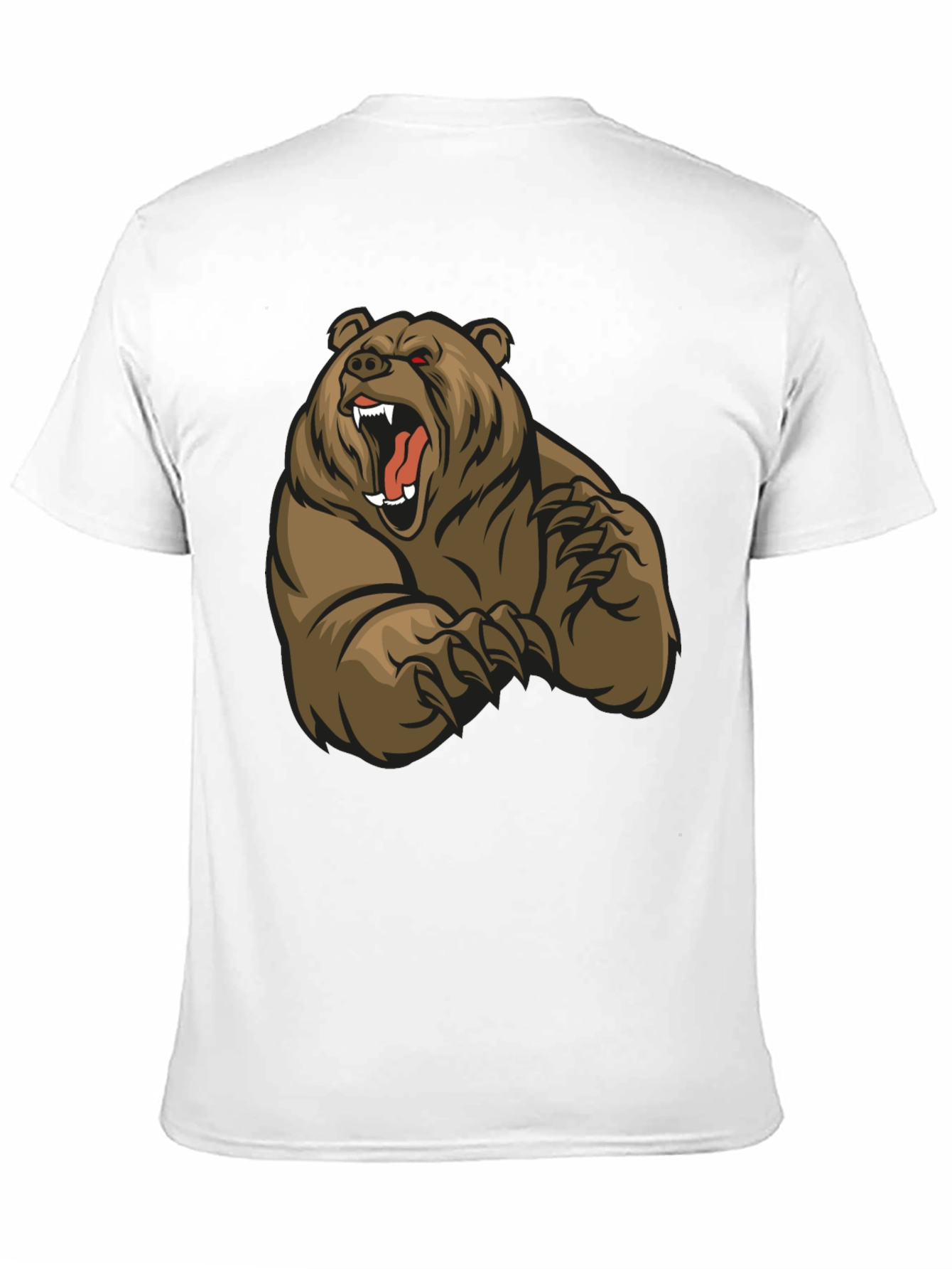 Black T-Shirt with Roaring Bear Graphic