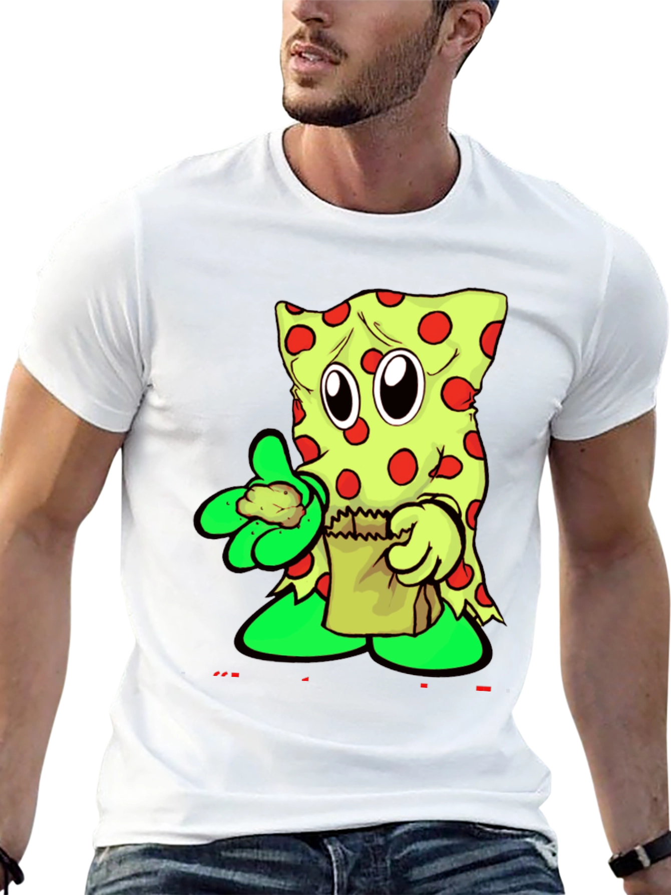 Funny Cartoon Pizza Slice Graphic T-Shirt