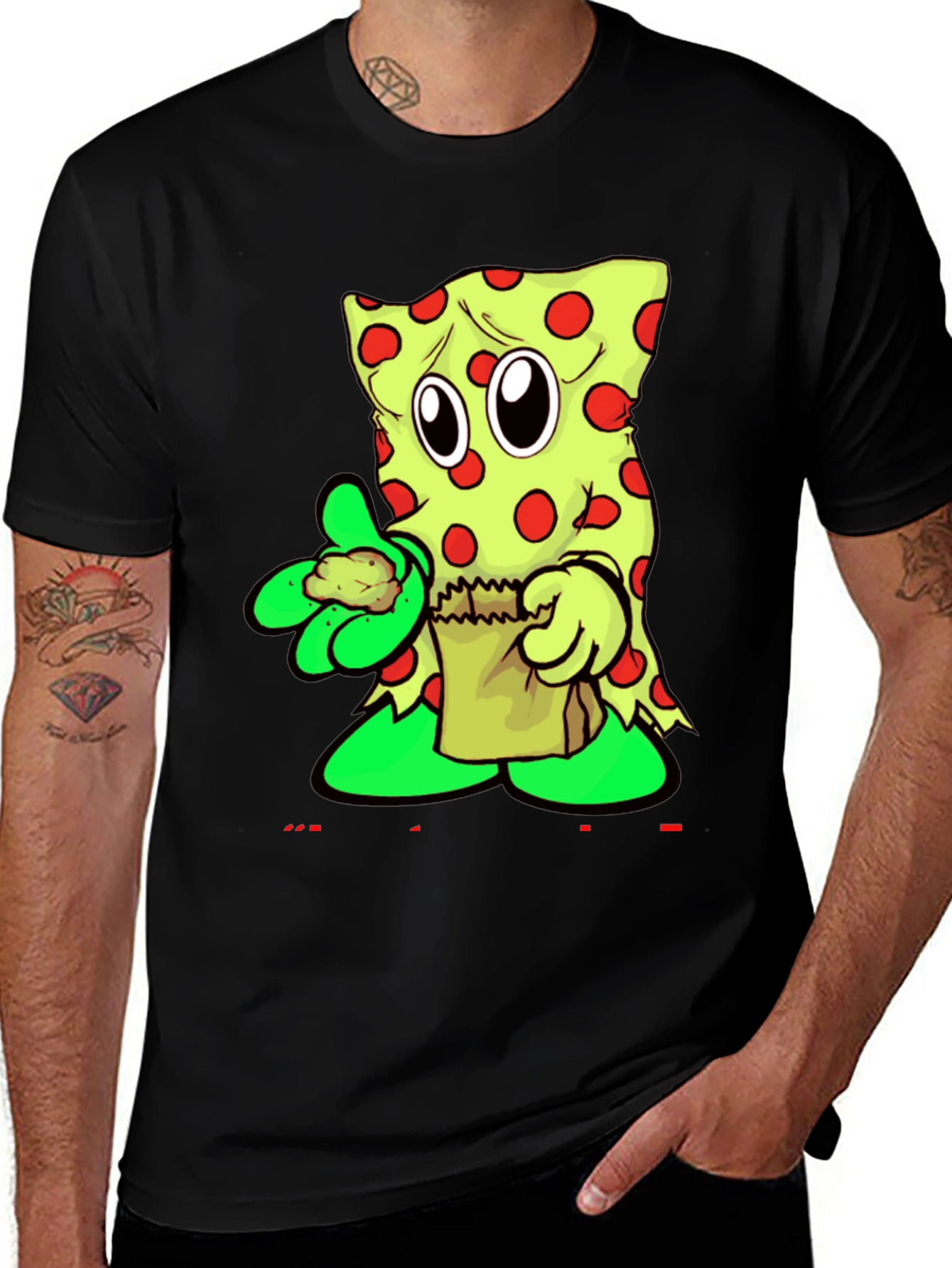 Funny Cartoon Pizza Slice Graphic T-Shirt