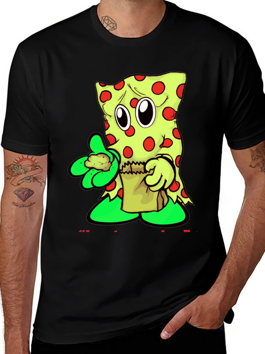 Funny Cartoon Pizza Slice Graphic T-Shirt