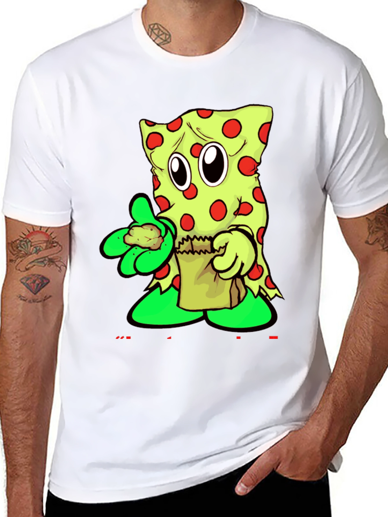 Funny Cartoon Pizza Slice Graphic T-Shirt
