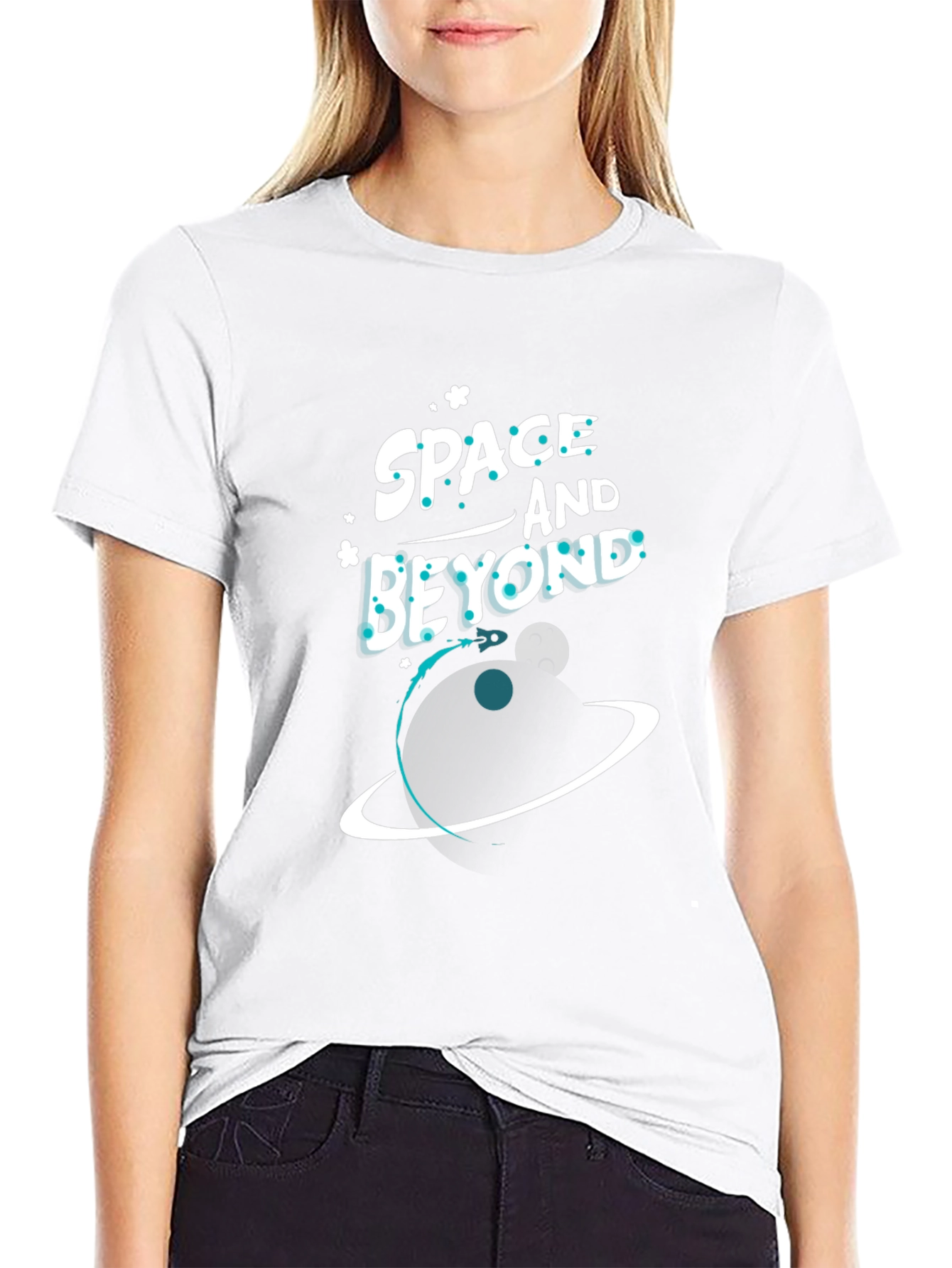 Space and Beyond Graphic Black T-Shirt