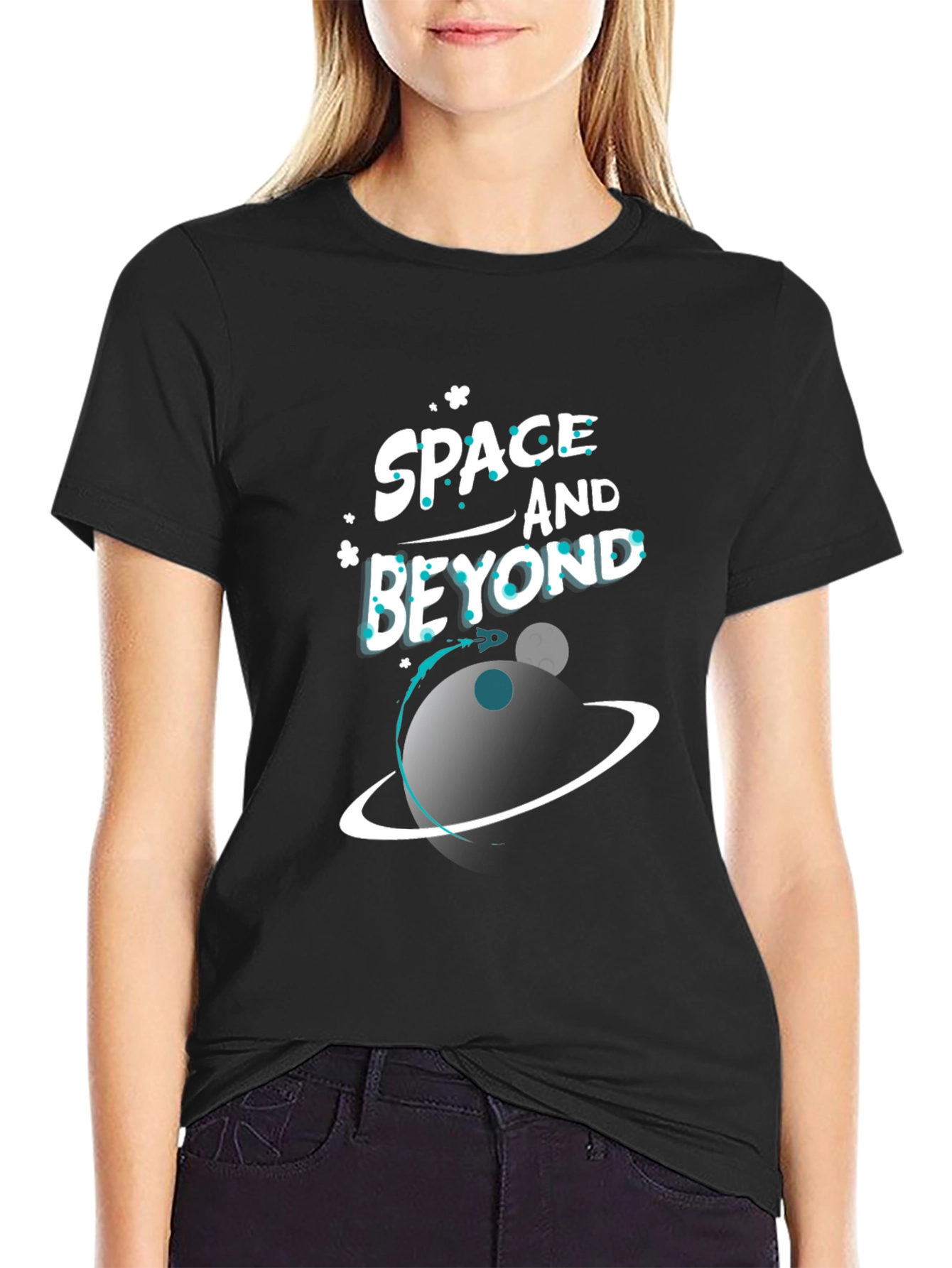 Space and Beyond Graphic Black T-Shirt