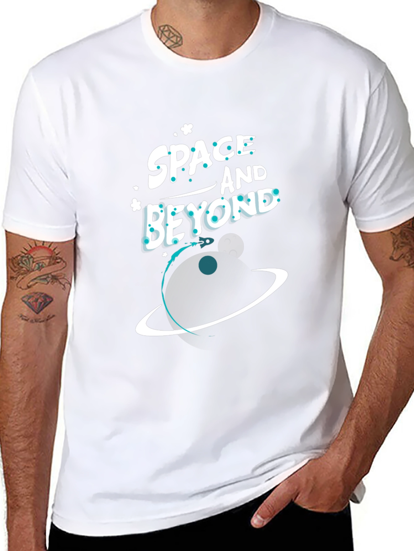 Space and Beyond Graphic Black T-Shirt