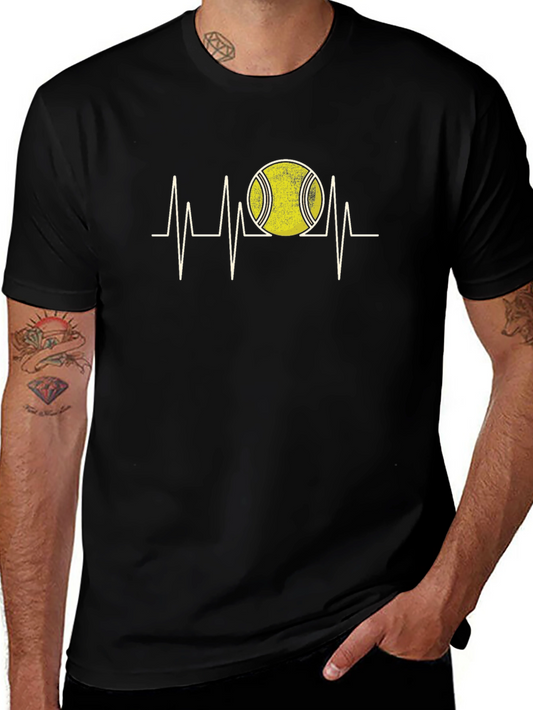 Tennis Heartbeat Graphic Tee - Black