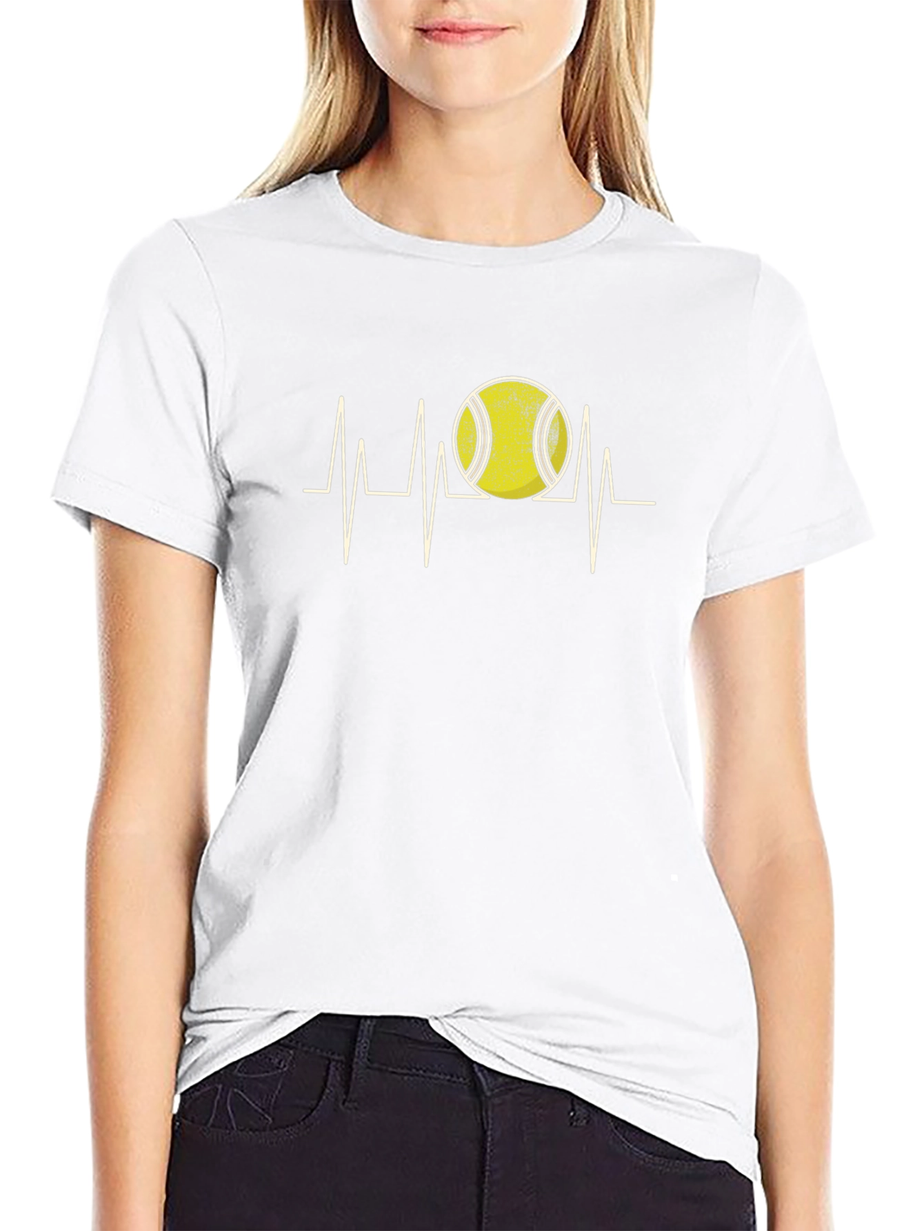 Tennis Heartbeat Graphic Tee - Black