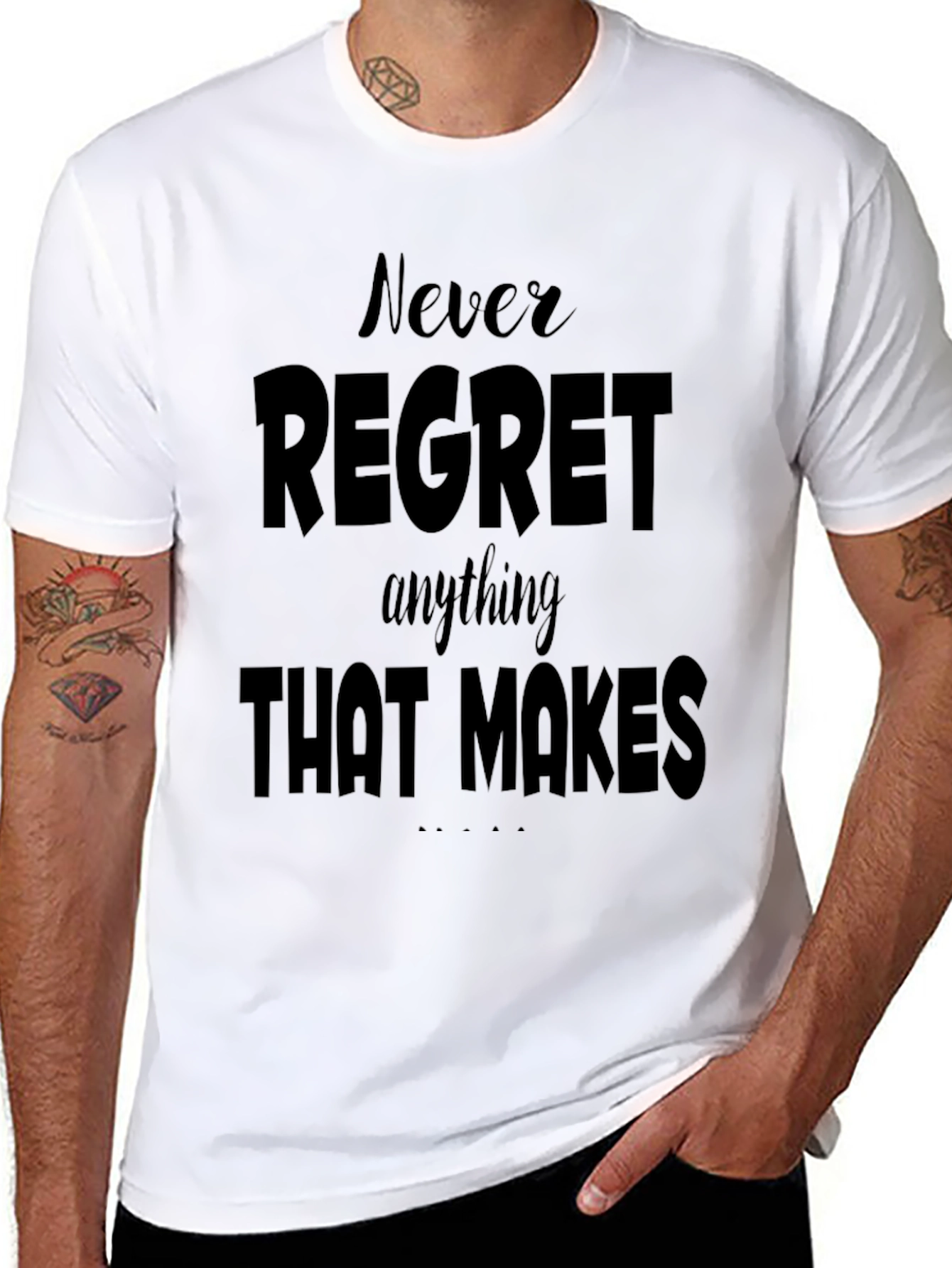 Motivational Graphic Tee - Never Regret