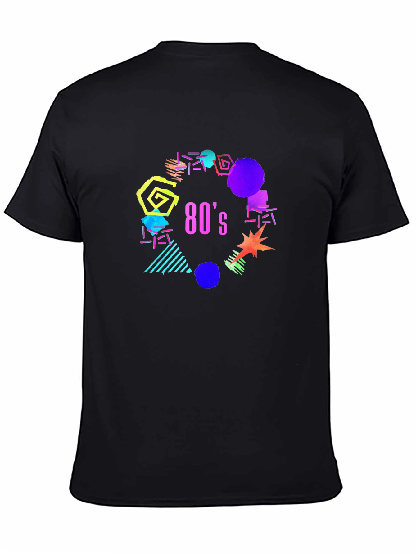 Retro 80s Graphic Tee - Black Cotton T-Shirt