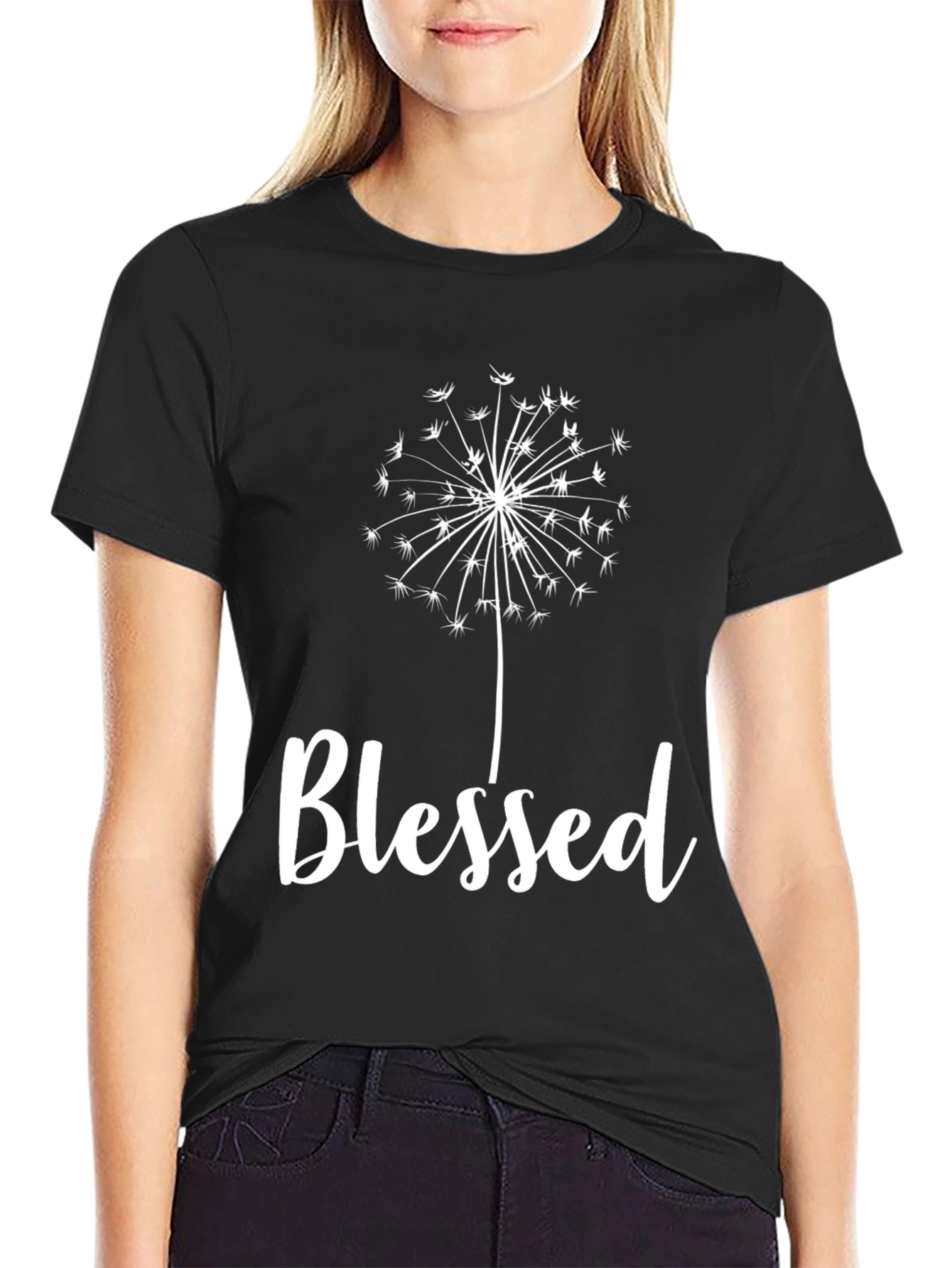 Blessed Dandelion Graphic Tee - Black