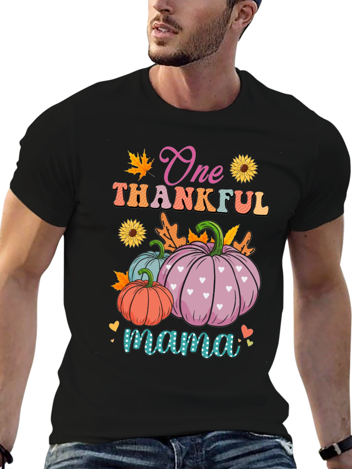 One Thankful Mama T-Shirt - Fall Pumpkins