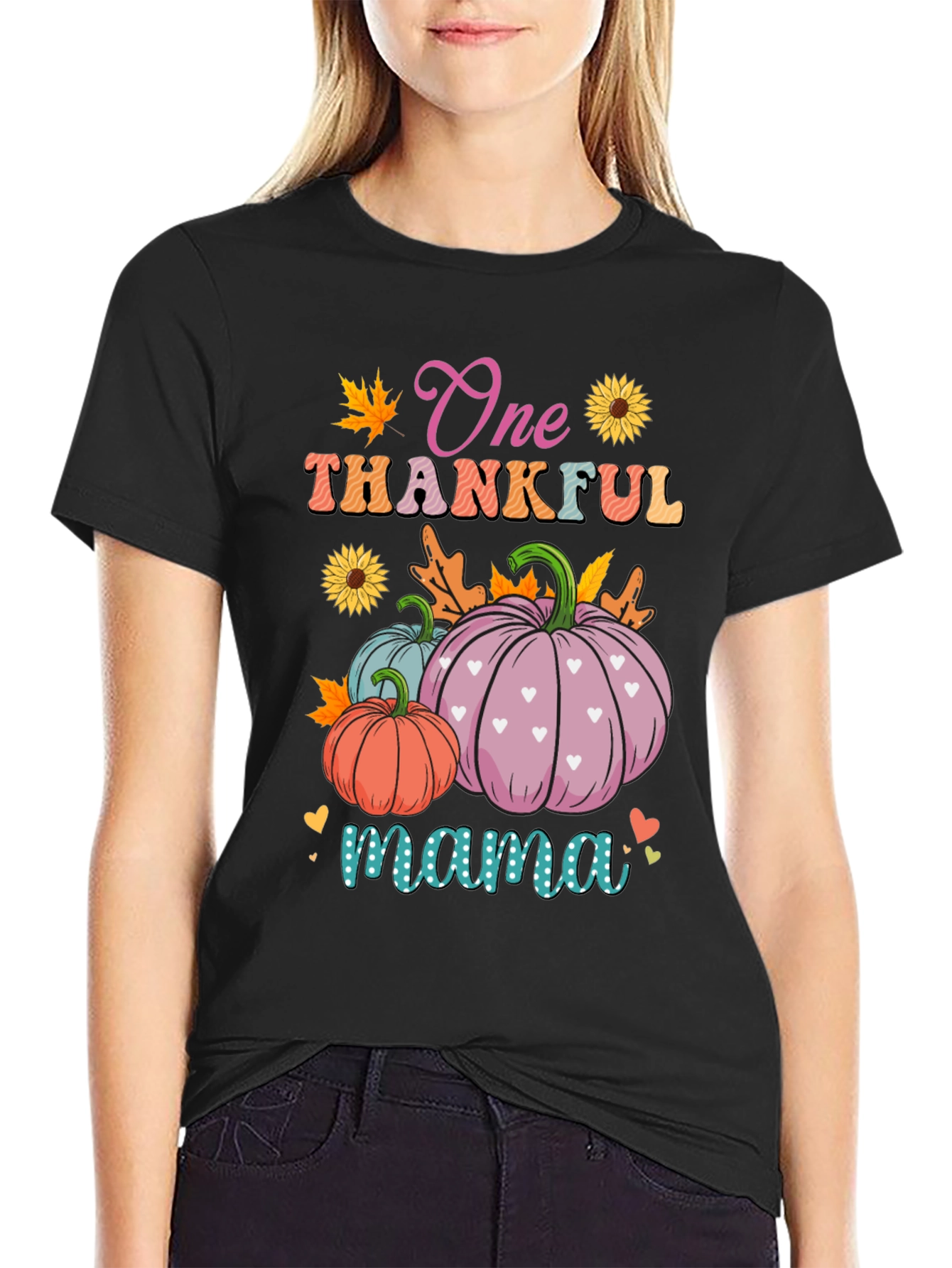 One Thankful Mama T-Shirt - Fall Pumpkins