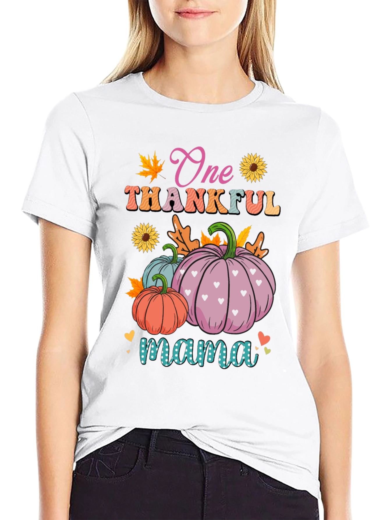 One Thankful Mama T-Shirt - Fall Pumpkins