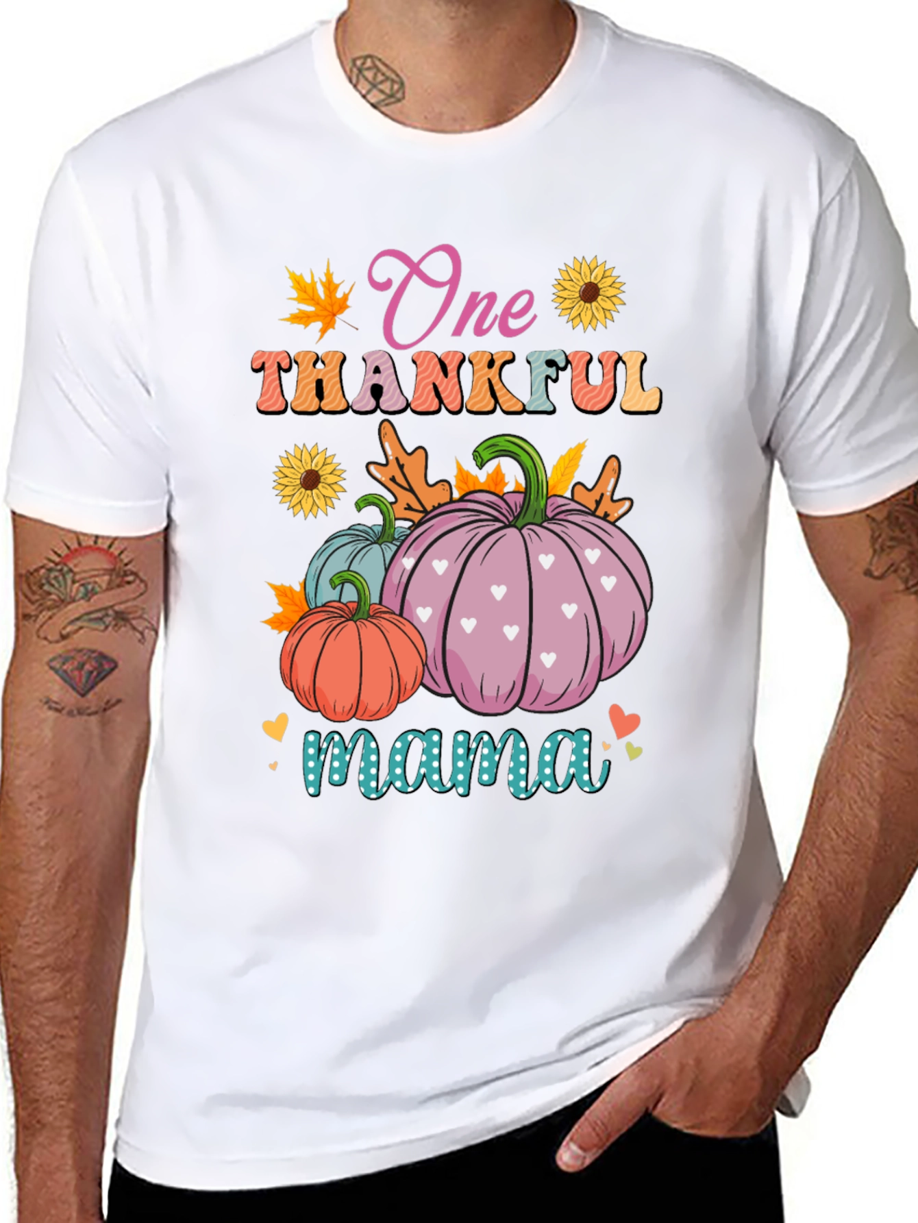 One Thankful Mama T-Shirt - Fall Pumpkins