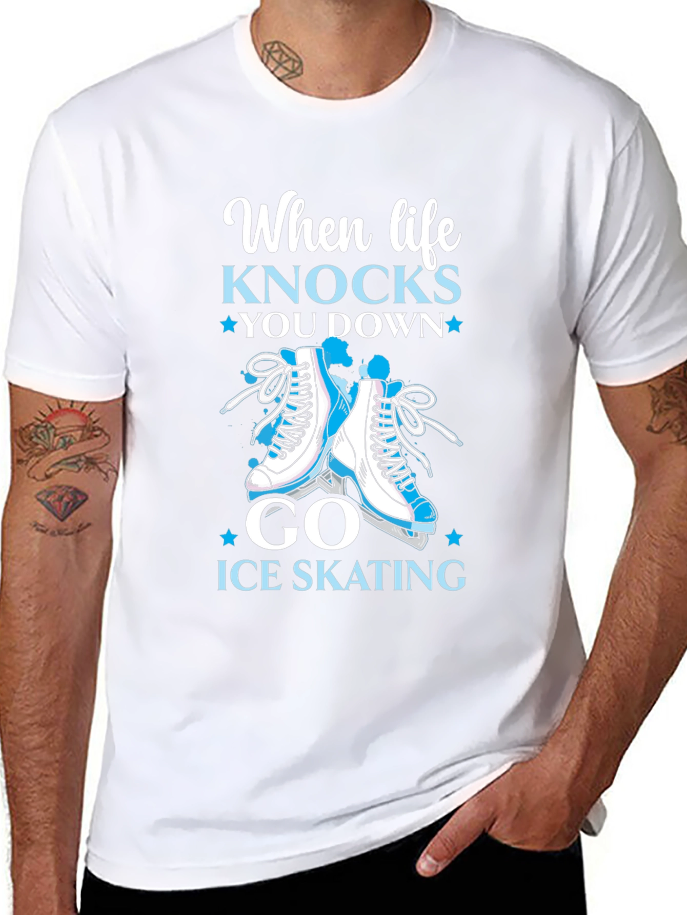 Ice Skating Graphic T-Shirt - Life Knocks You Down