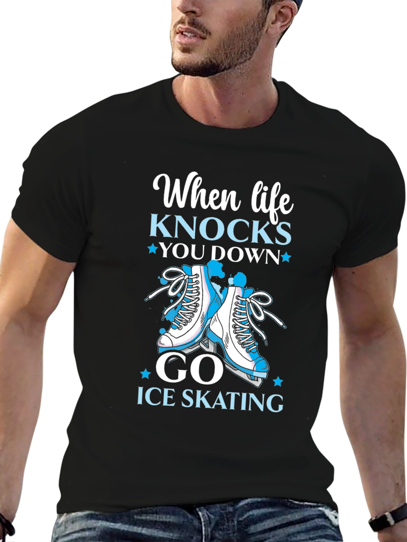 Ice Skating Graphic T-Shirt - Life Knocks You Down