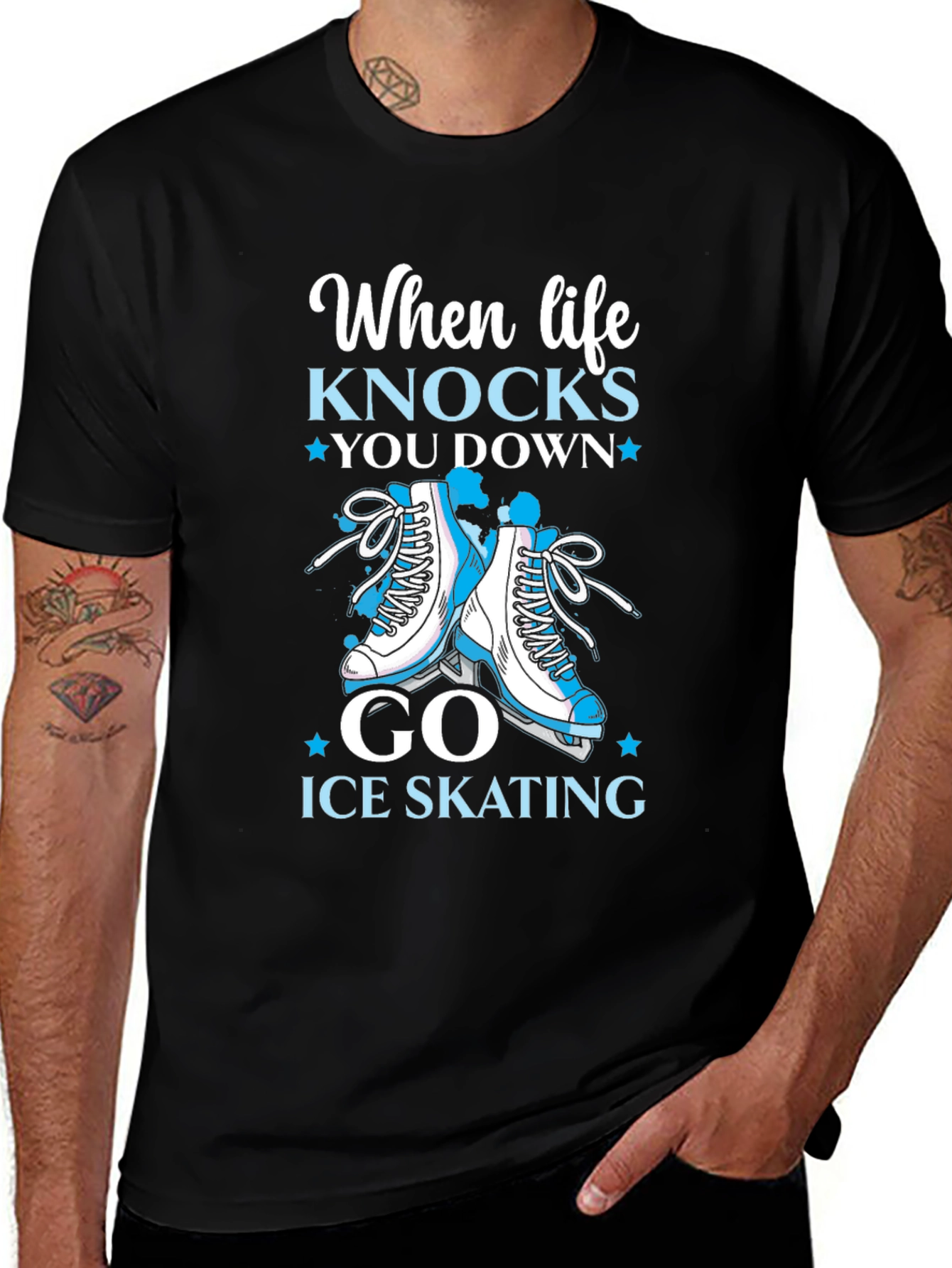 Ice Skating Graphic T-Shirt - Life Knocks You Down