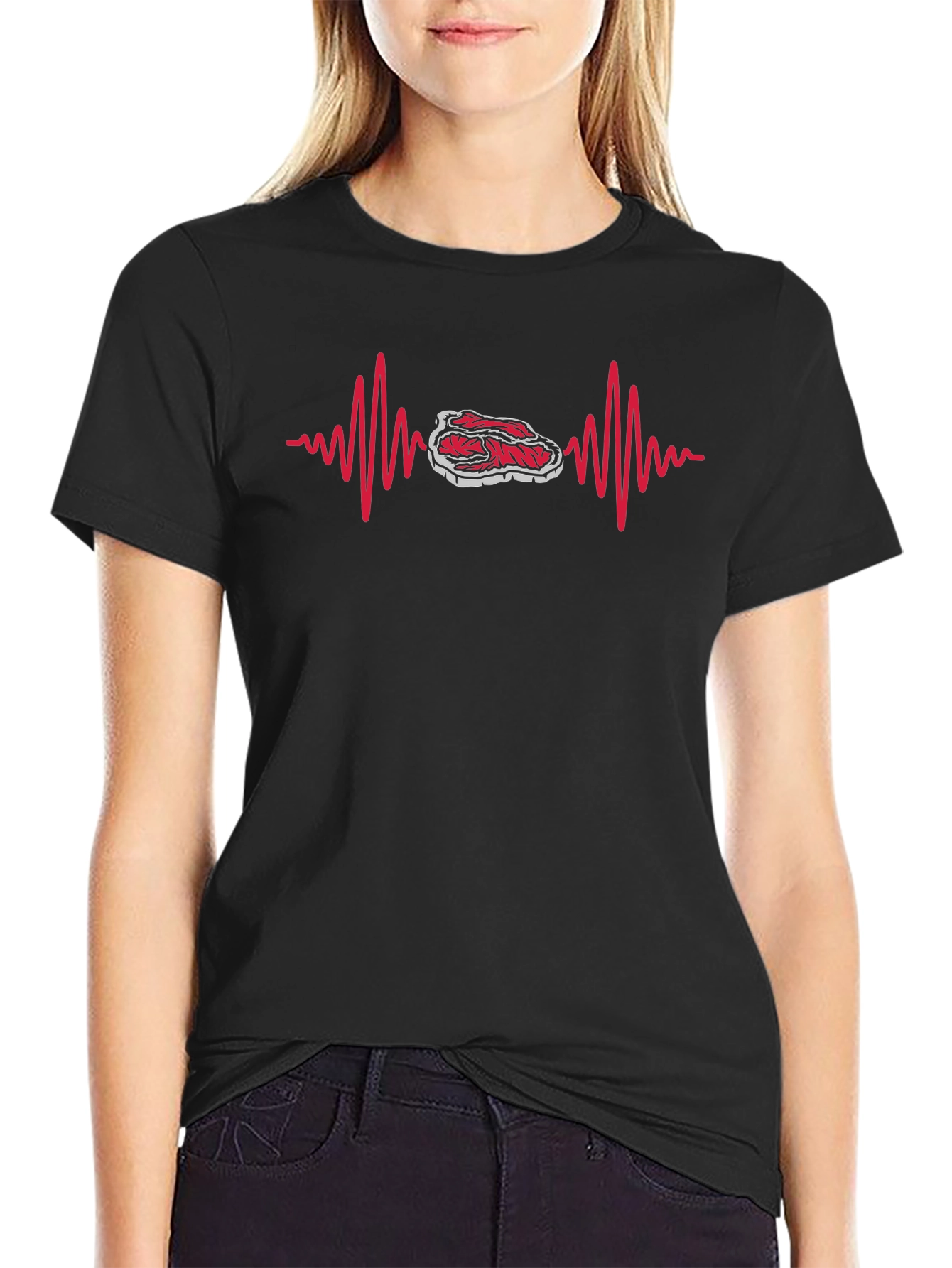 Steak Lifeline Black T-Shirt - Meat Lover Tee
