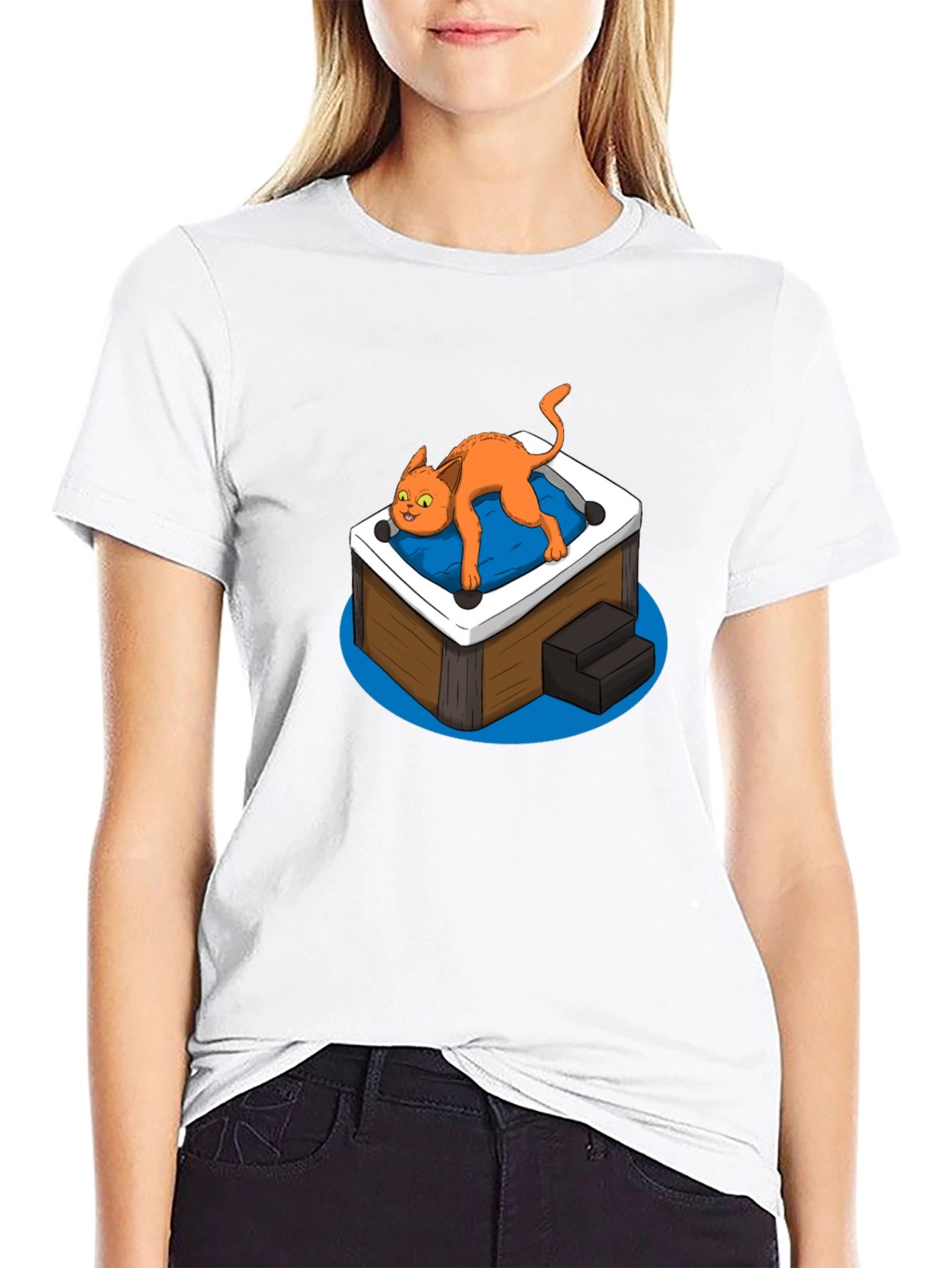 Cat in Hot Tub Graphic Tee