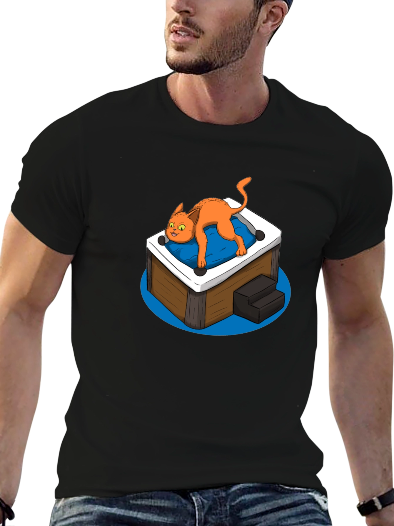 Cat in Hot Tub Graphic Tee
