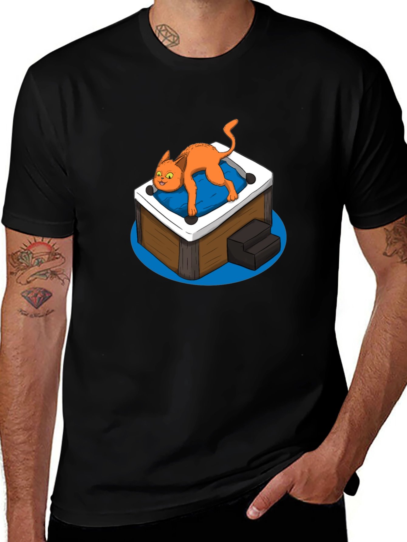 Cat in Hot Tub Graphic Tee