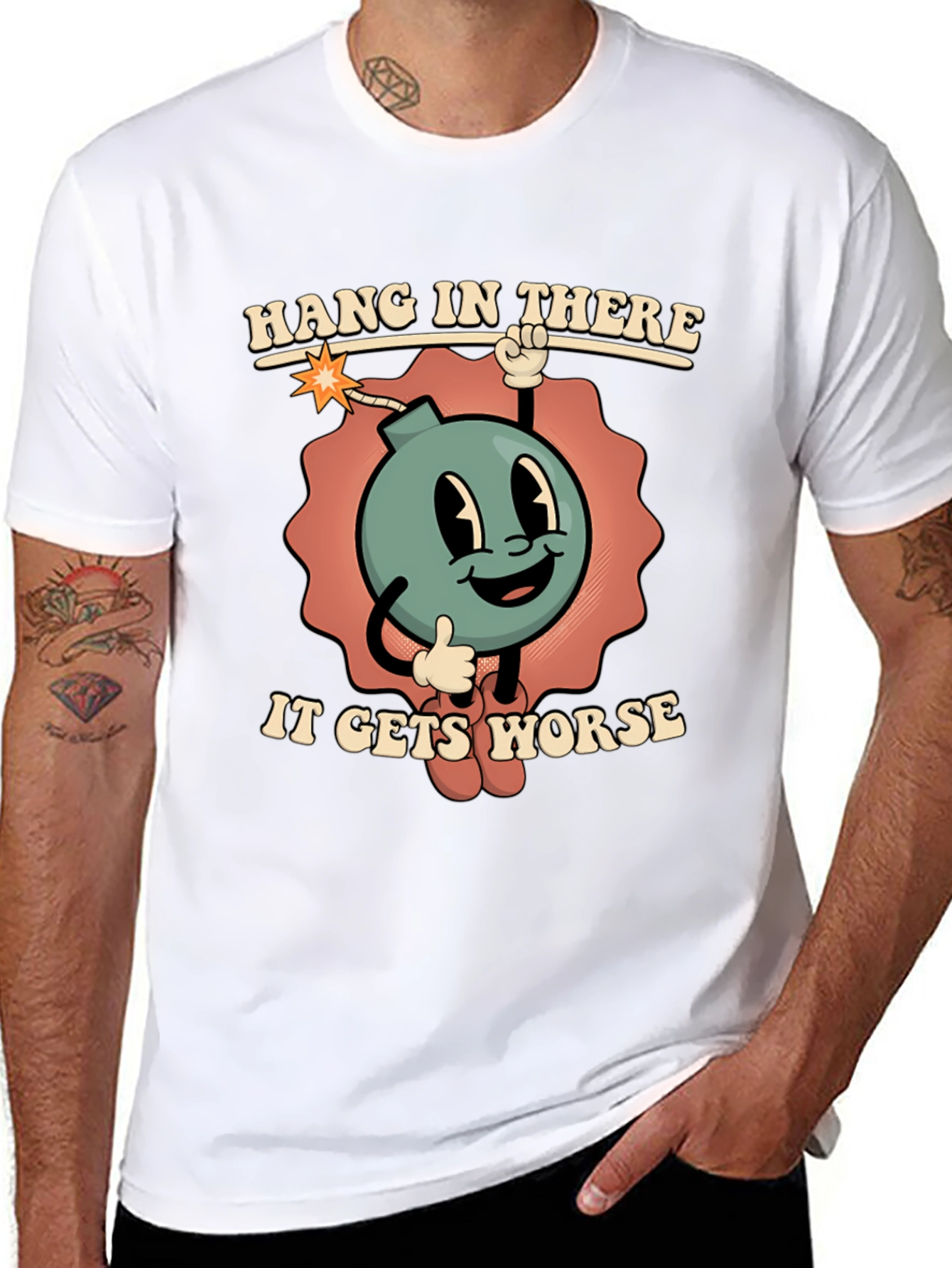 Hang In There Funny Cartoon Bomb T-Shirt
