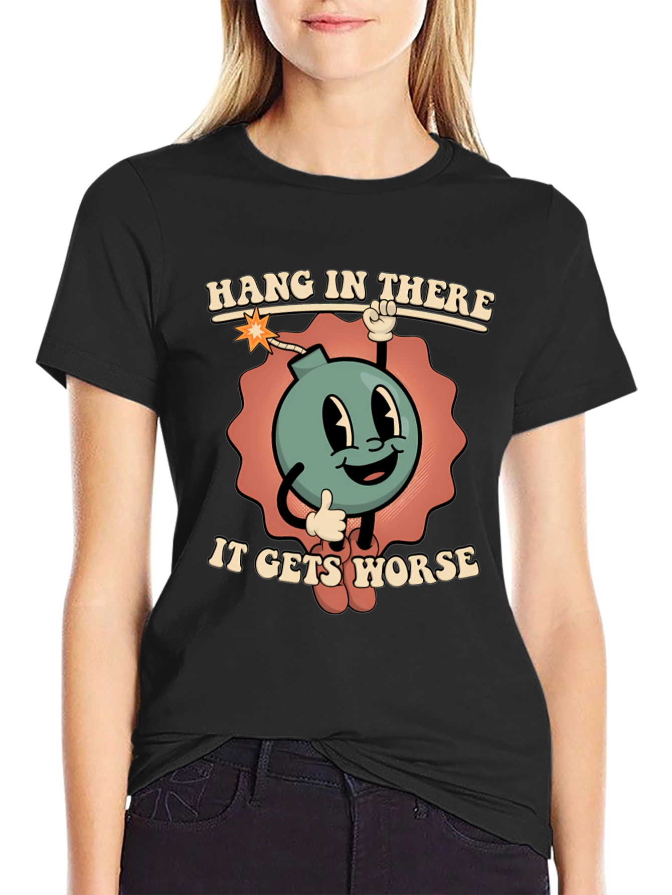Hang In There Funny Cartoon Bomb T-Shirt