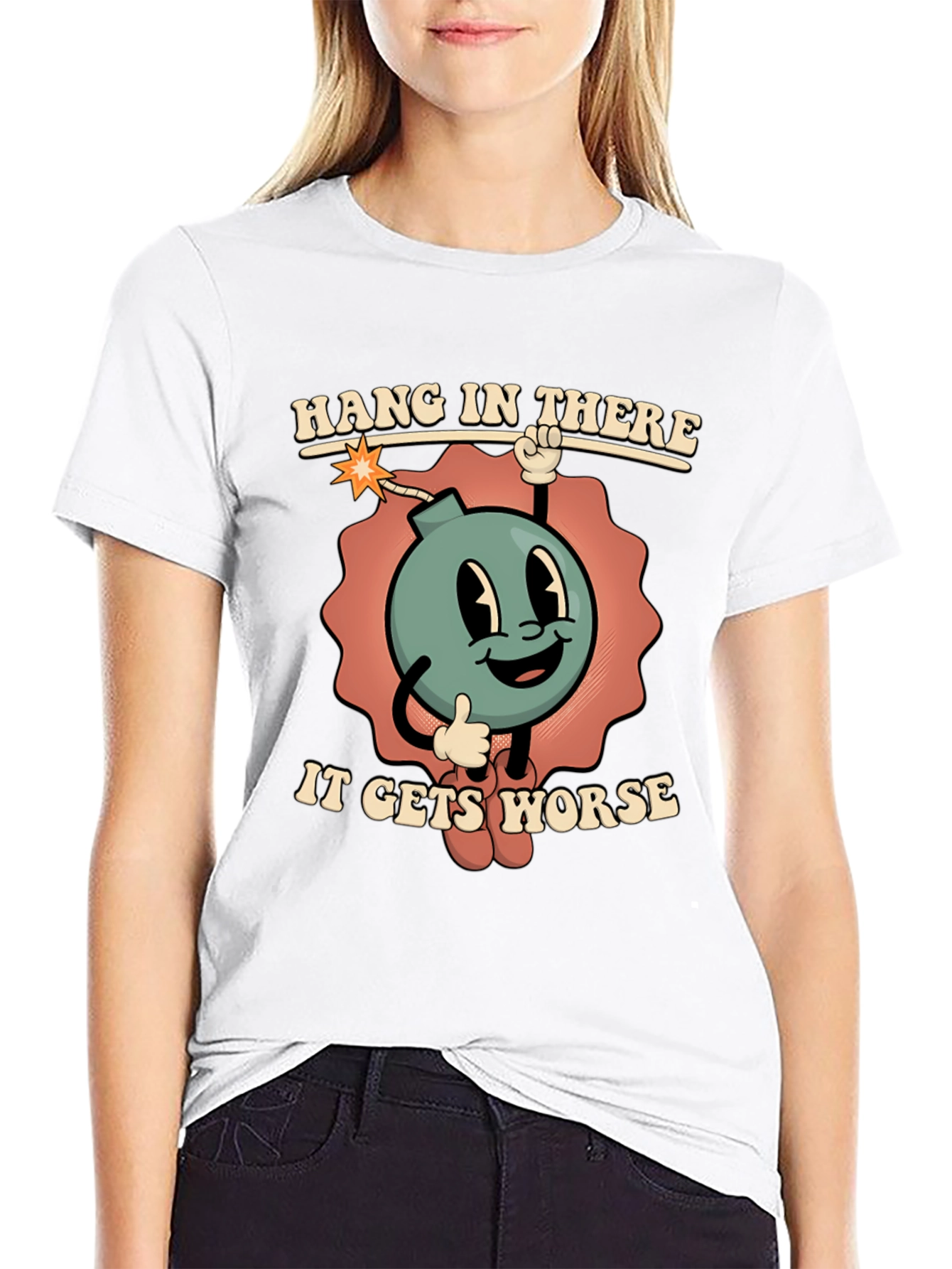 Hang In There Funny Cartoon Bomb T-Shirt
