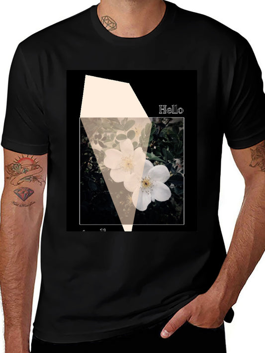 Floral Graphic Tee - Black Cotton Casual Top